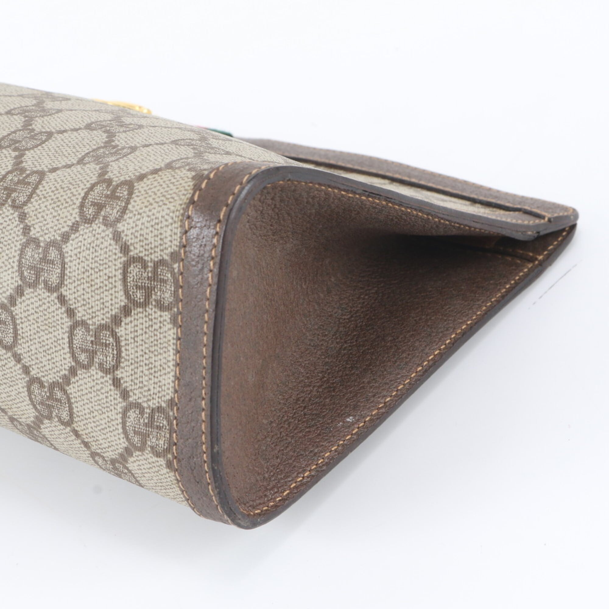 Gucci Beige Coated Canvas Leather Handbag Pouch (Pre-Owned)