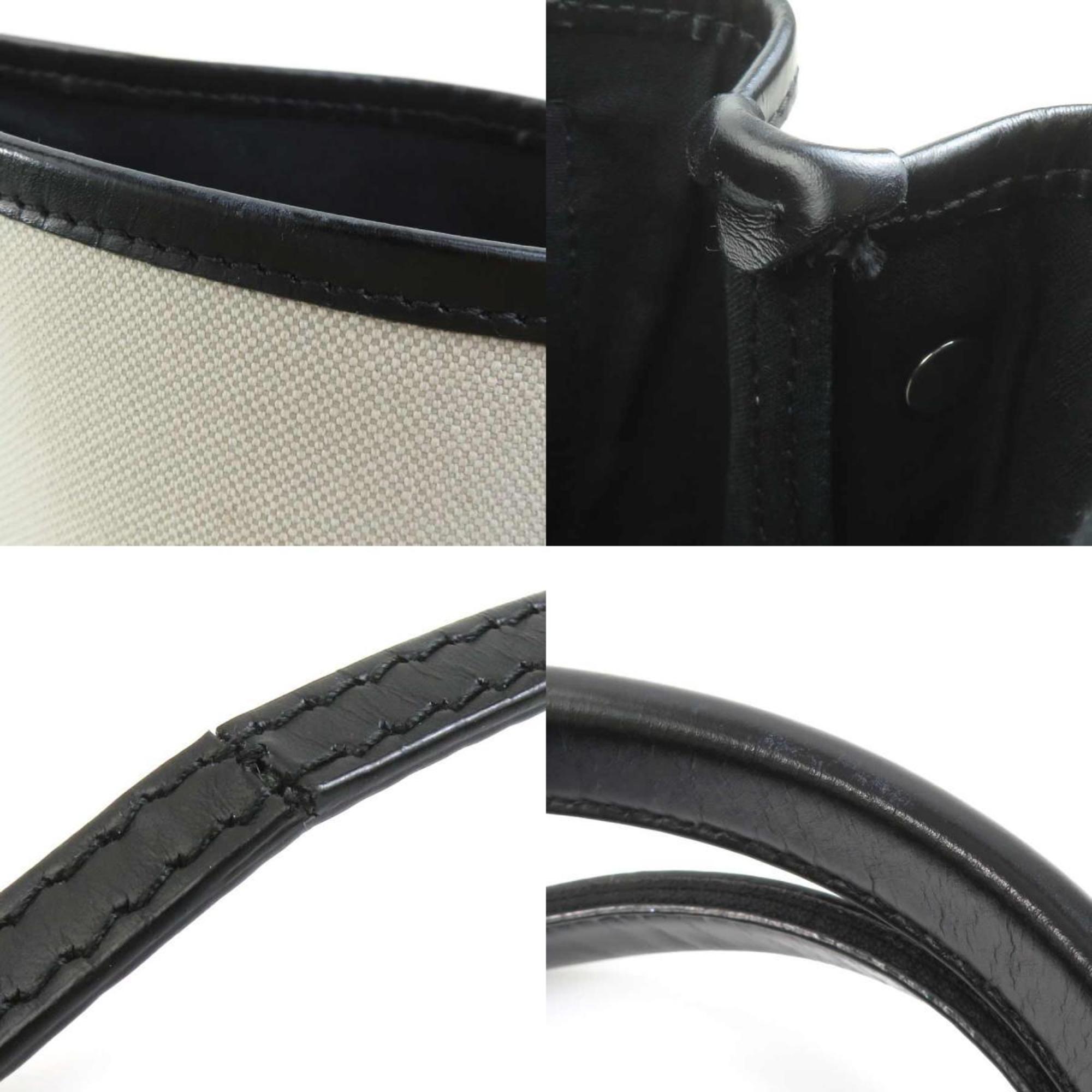 Balenciaga Black Ivory Canvas Leather Handbag Shoulder Bag (Pre-Owned)