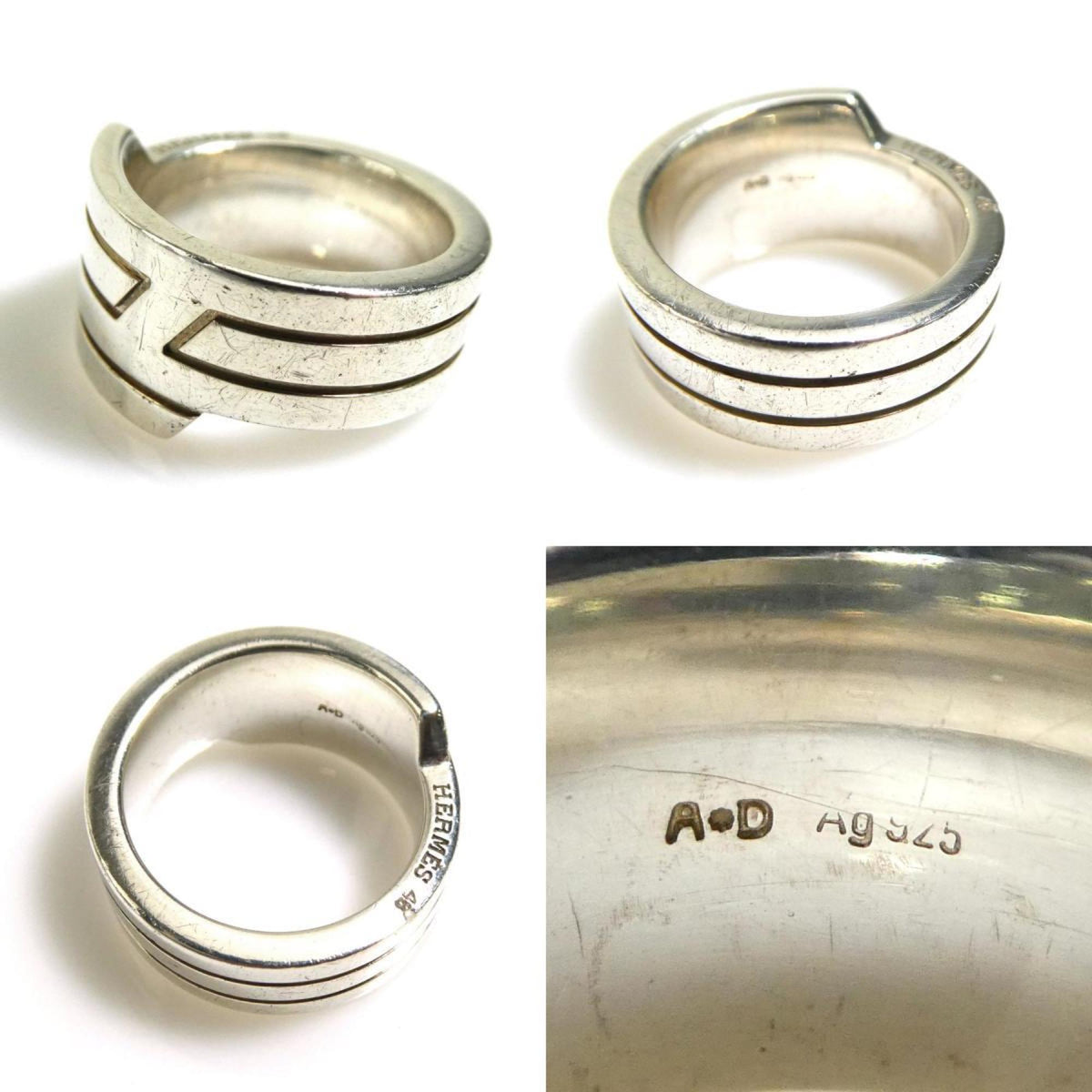 Hermes Silver 925 Band Ring (Pre-Owned)