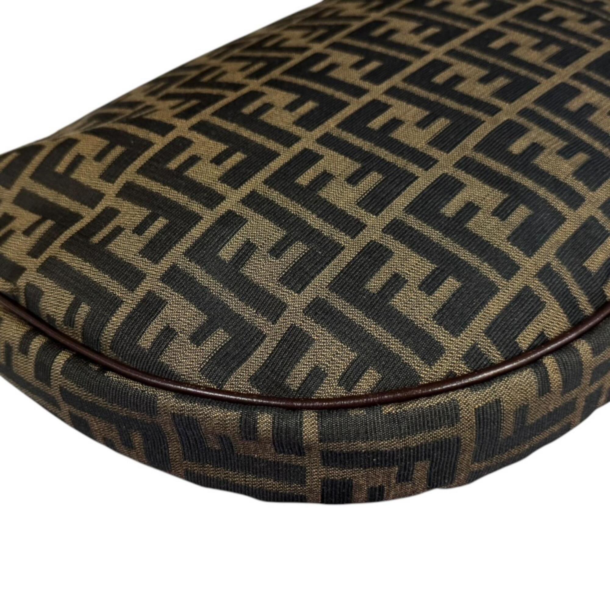 Fendi Zucca Black Brown Canvas Leather Handbag Shoulder Bag (Pre-Owned)