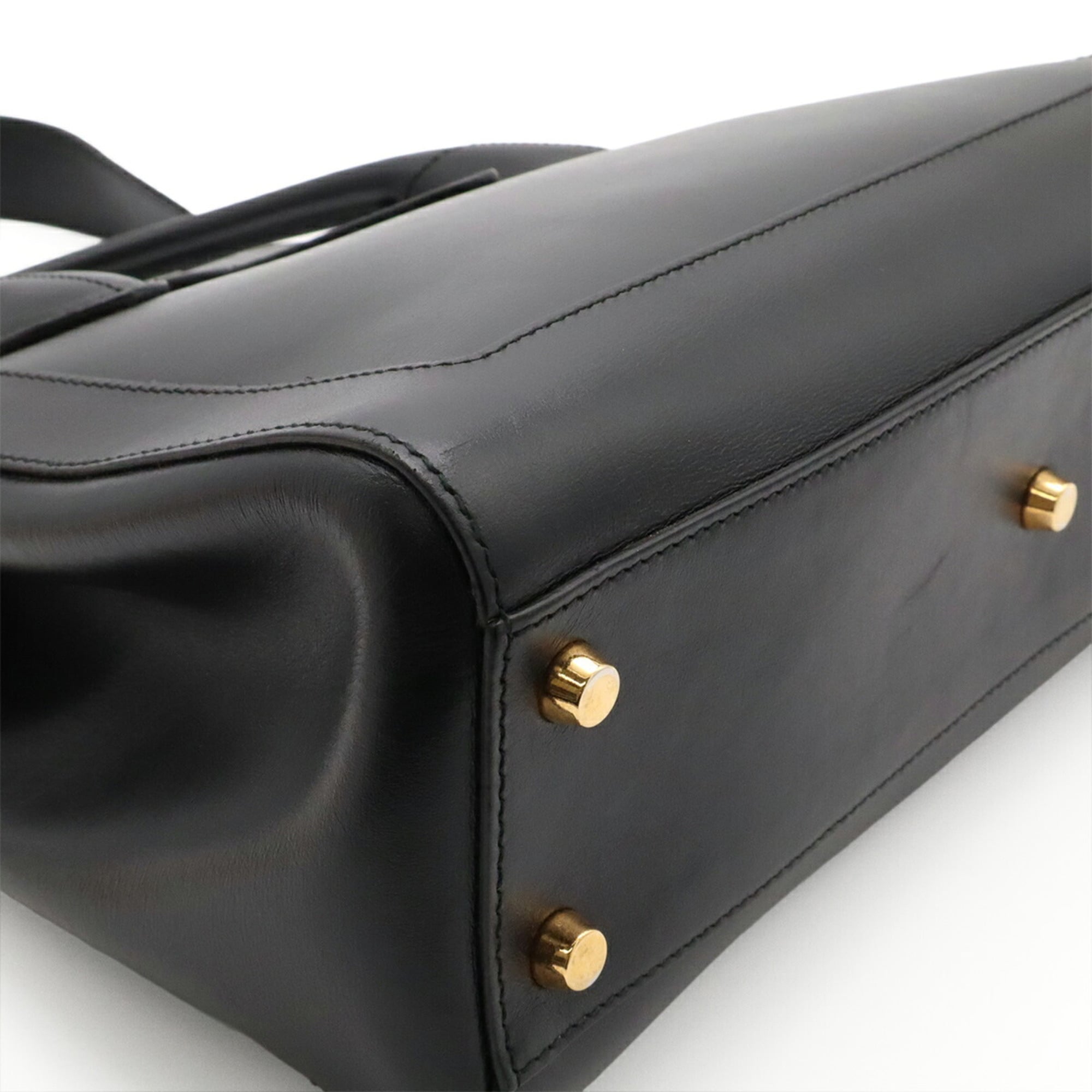 Gucci Black Leather Handbag Shoulder Bag Tote Bag (Pre-Owned)