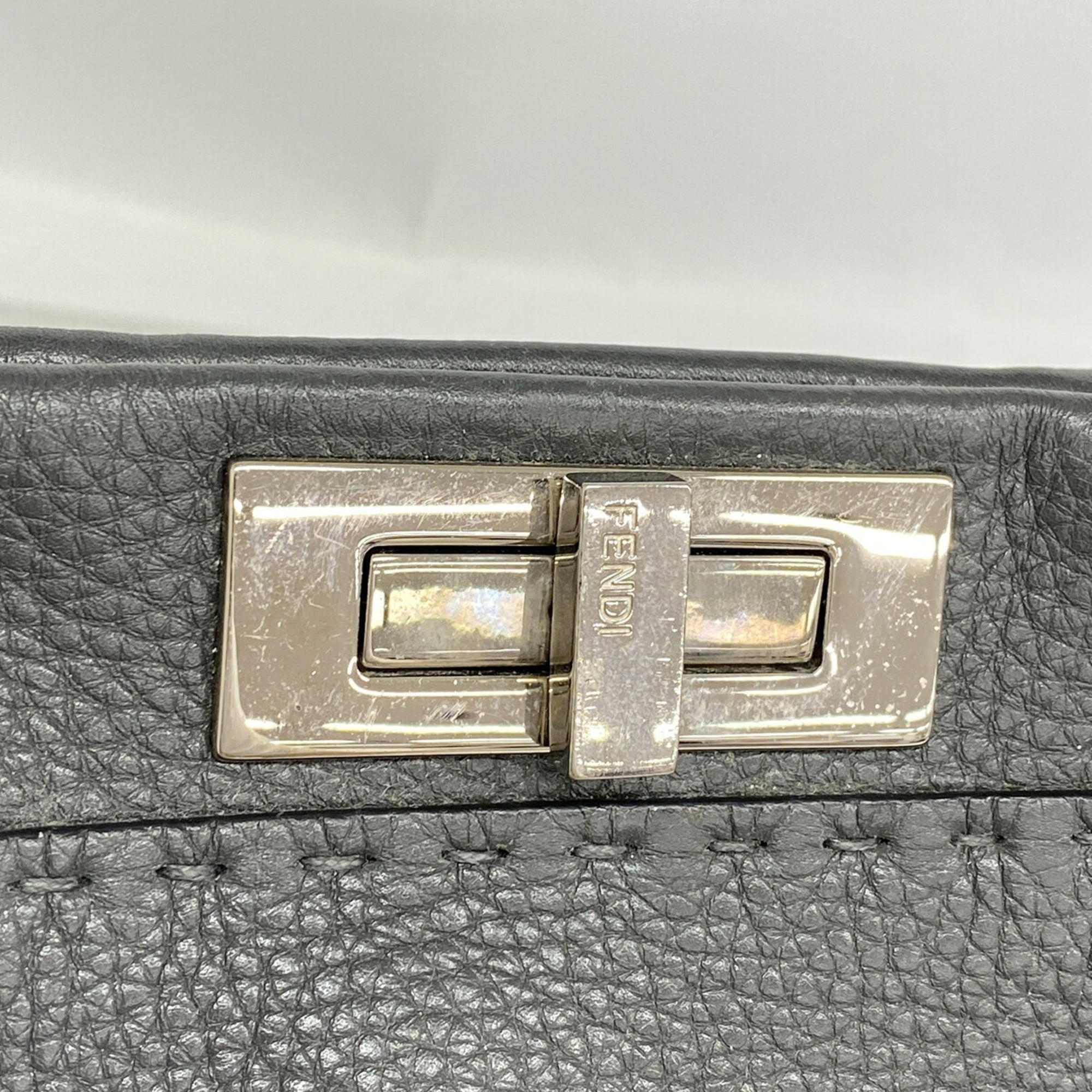 Fendi Gray Leather Handbag (Pre-Owned)