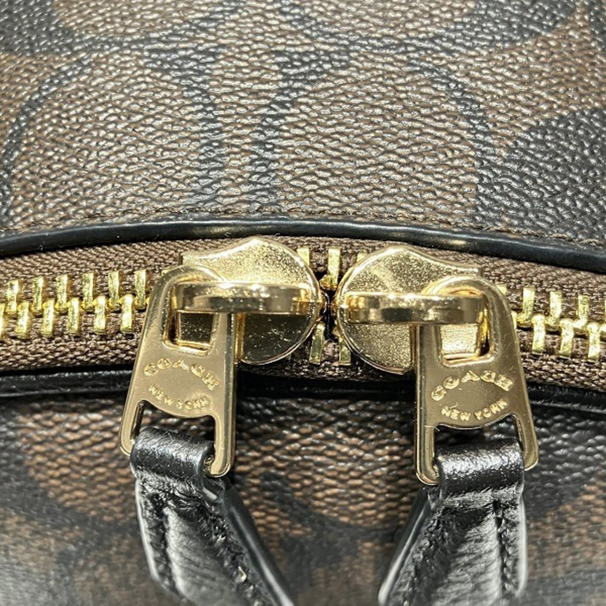 Coach Black Brown Signature Line Backpack (Pre-Owned)