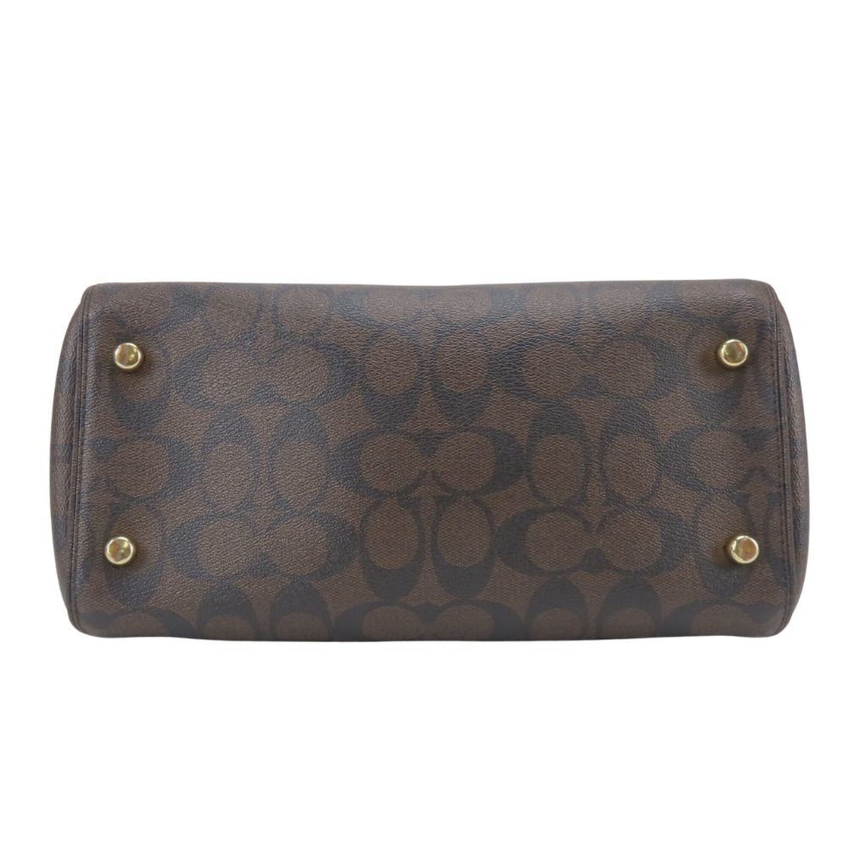 Coach Signature Brown Red Color Signature Line Handbag (Pre-Owned)