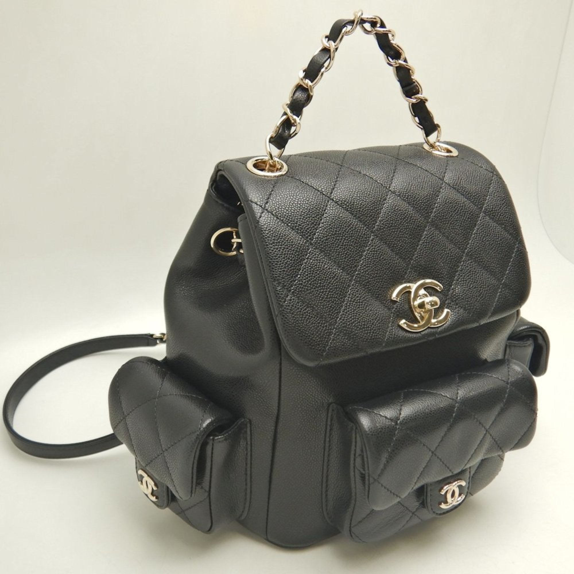 Chanel Black Grained Calfskin Backpack (Pre-Owned)