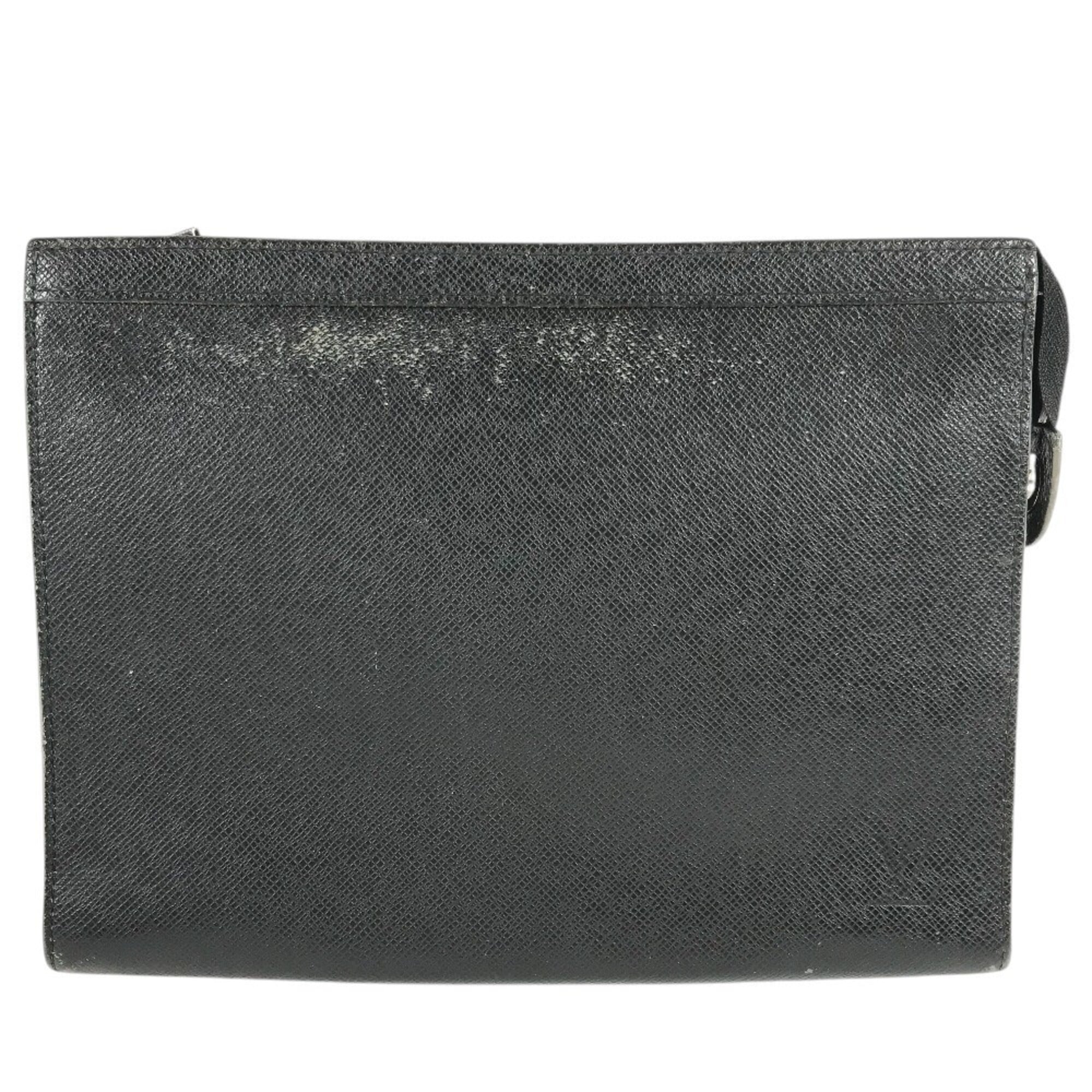 Louis Vuitton Ardoise Black Taiga Leather Clutch Bag Pochette Pouch (Pre-Owned)