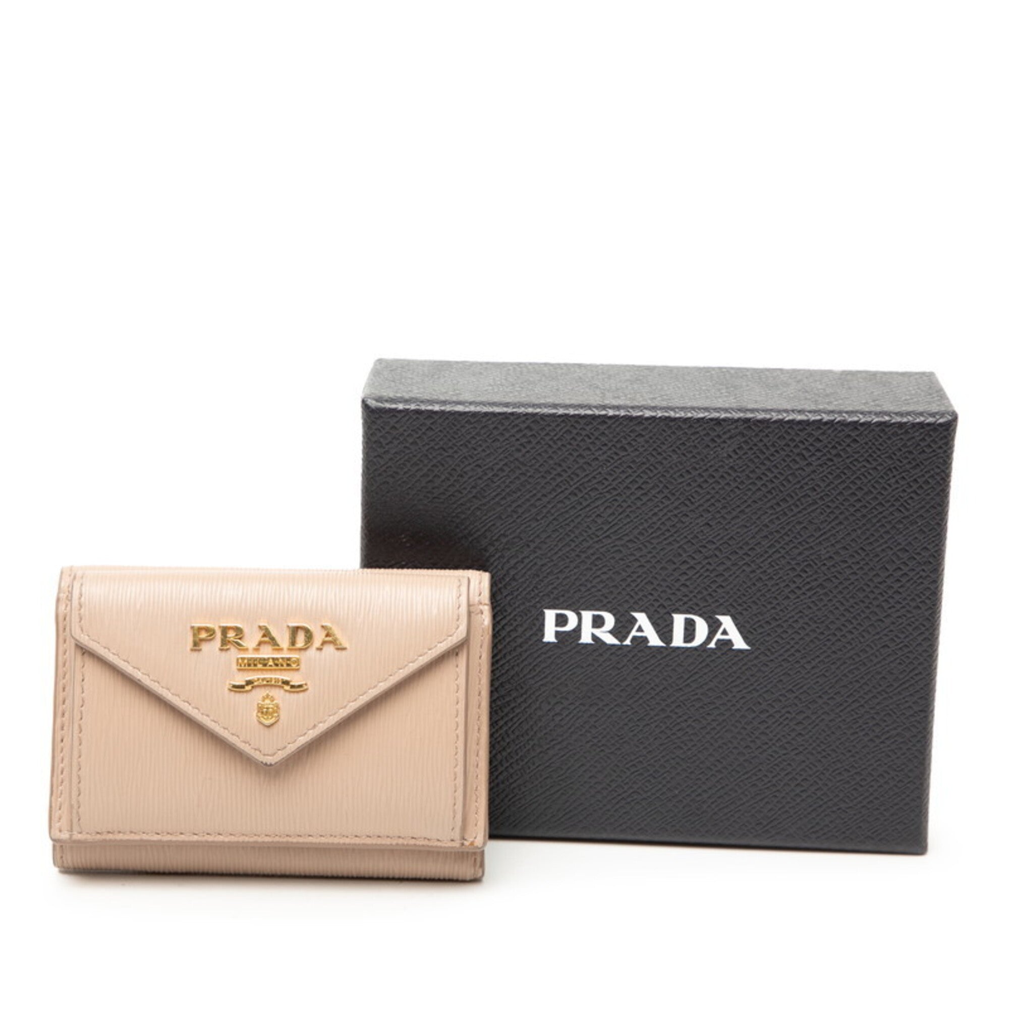 Prada Beige Leather Wallet (Tri-Fold) (Pre-Owned)