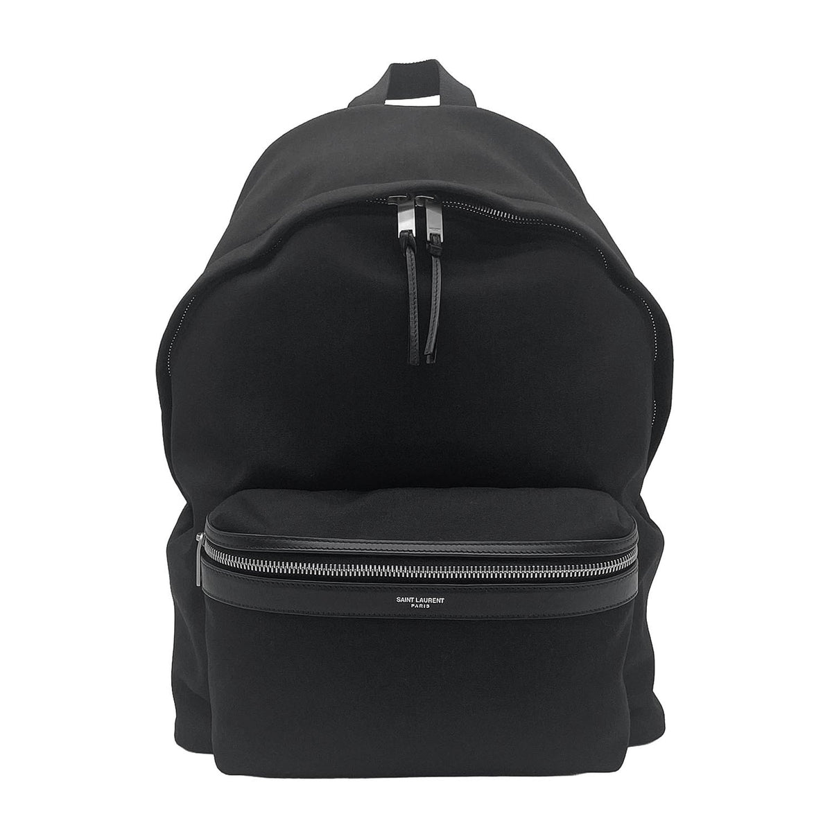 Yves Saint Laurent Black Canvas Leather Backpack (Pre-Owned)