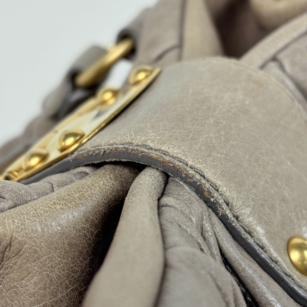 Miu Miu Matelasse Grayish Leather Handbag (Pre-Owned)