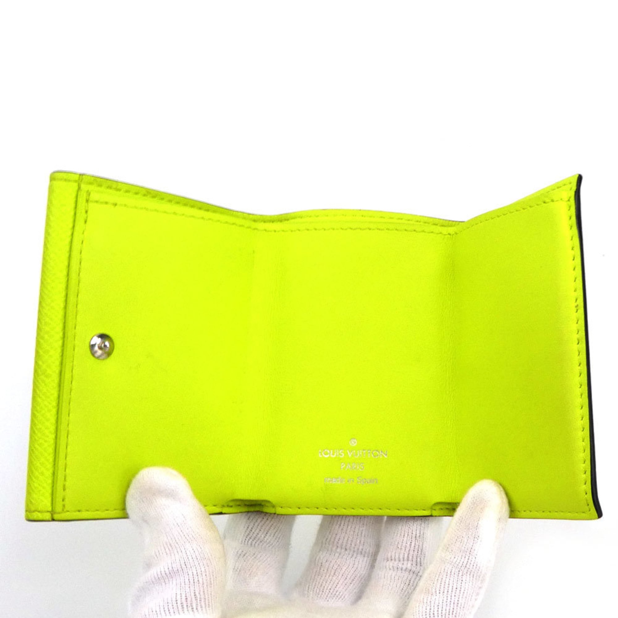 Louis Vuitton Green Yellow Pvc Leather Wallet (Tri-Fold) (Pre-Owned)