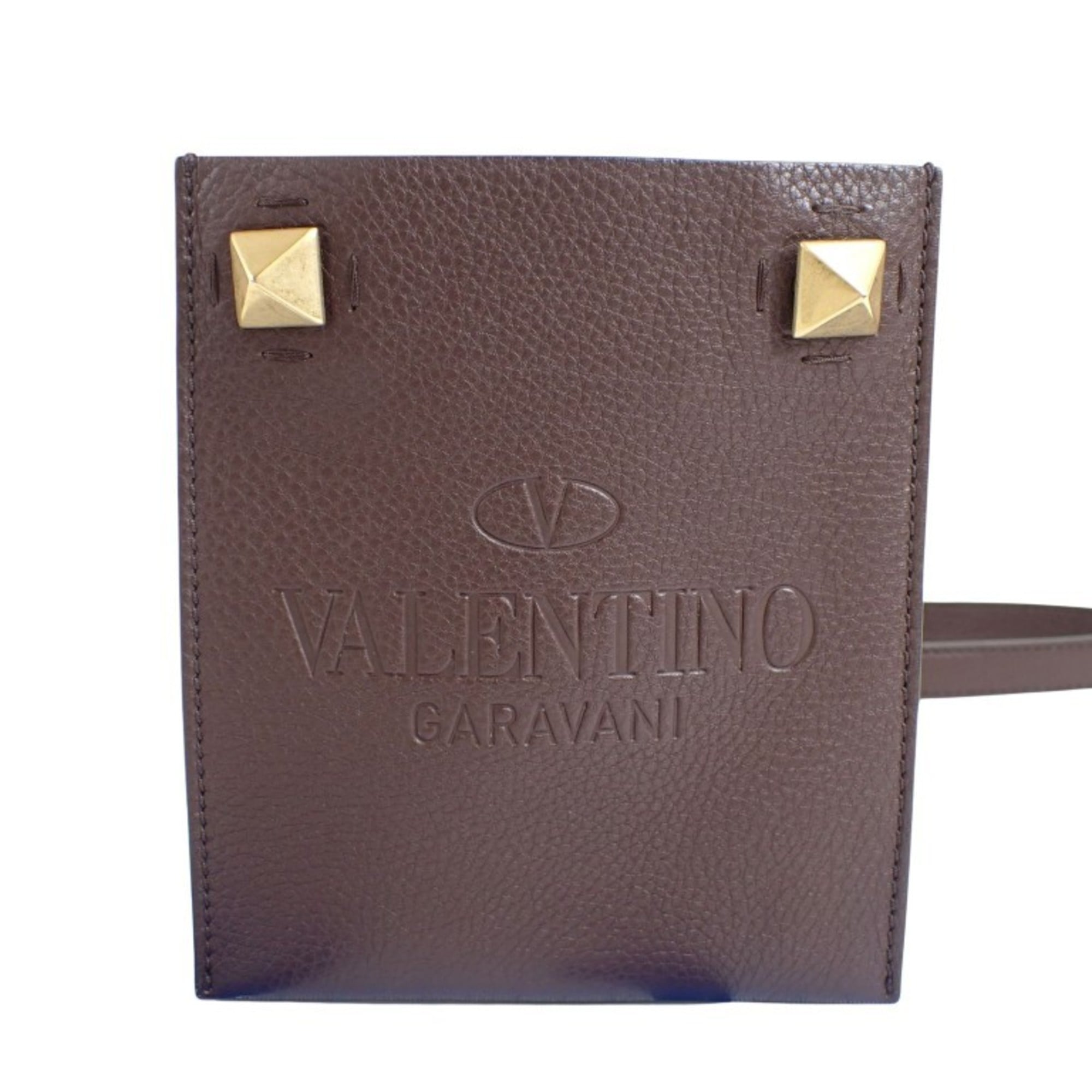 Valentino Garavani Brown Leather Handbag Shoulder Bag Tote Bag (Pre-Owned)