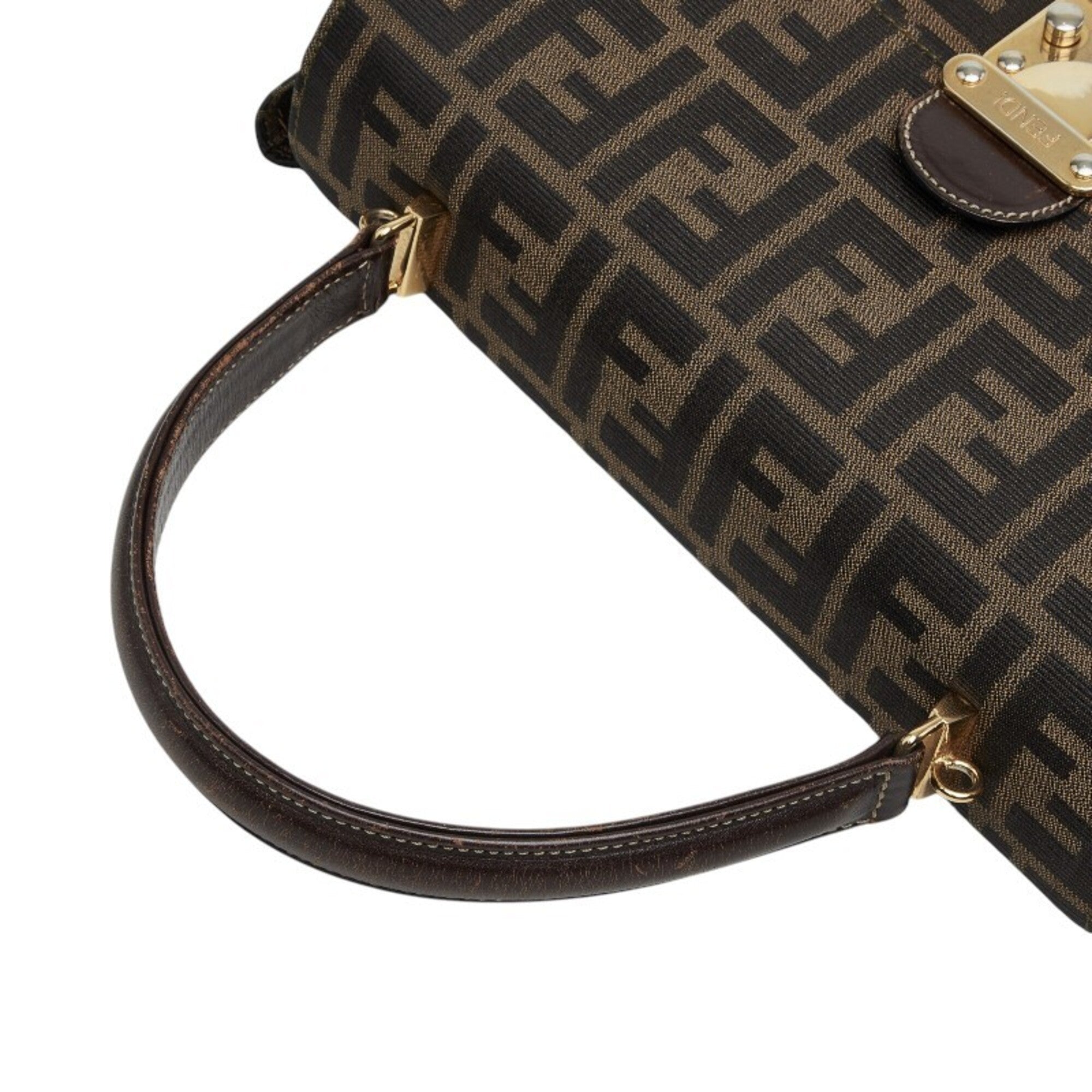 Fendi Brown Canvas Leather Handbag Shoulder Bag (Pre-Owned)