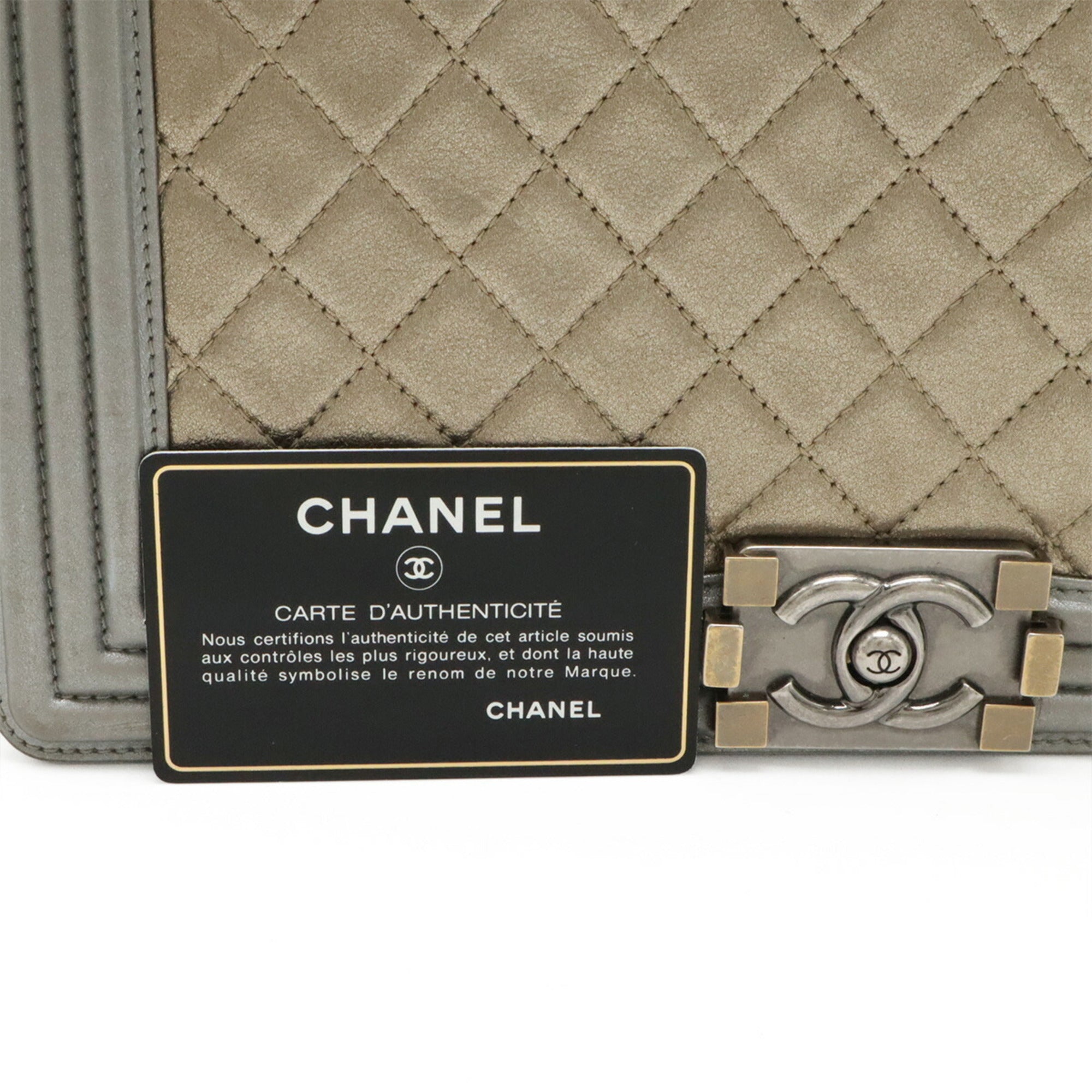 Chanel Matelasse Gold Gray Leather Shoulder Bag (Pre-Owned)