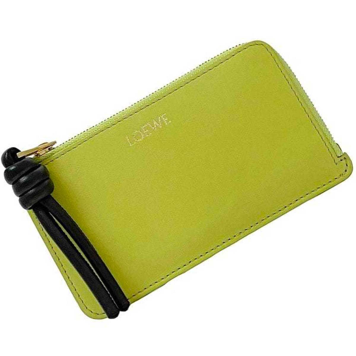 Loewe Black Light Green Leather Coin Purse/Coin Case (Pre-Owned)
