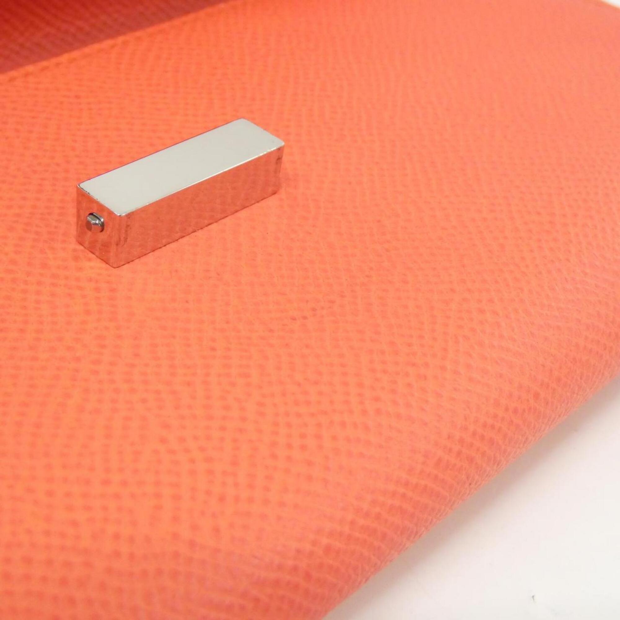 Hermes Pink Red Orange Epsom Leather Chain/Shoulder Wallet (Pre-Owned)