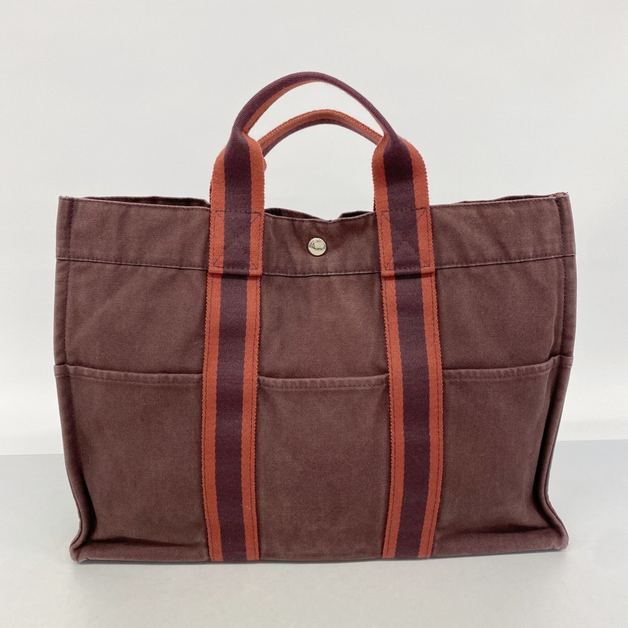 Hermes Bordeaux Canvas Tote Bag (Pre-Owned)