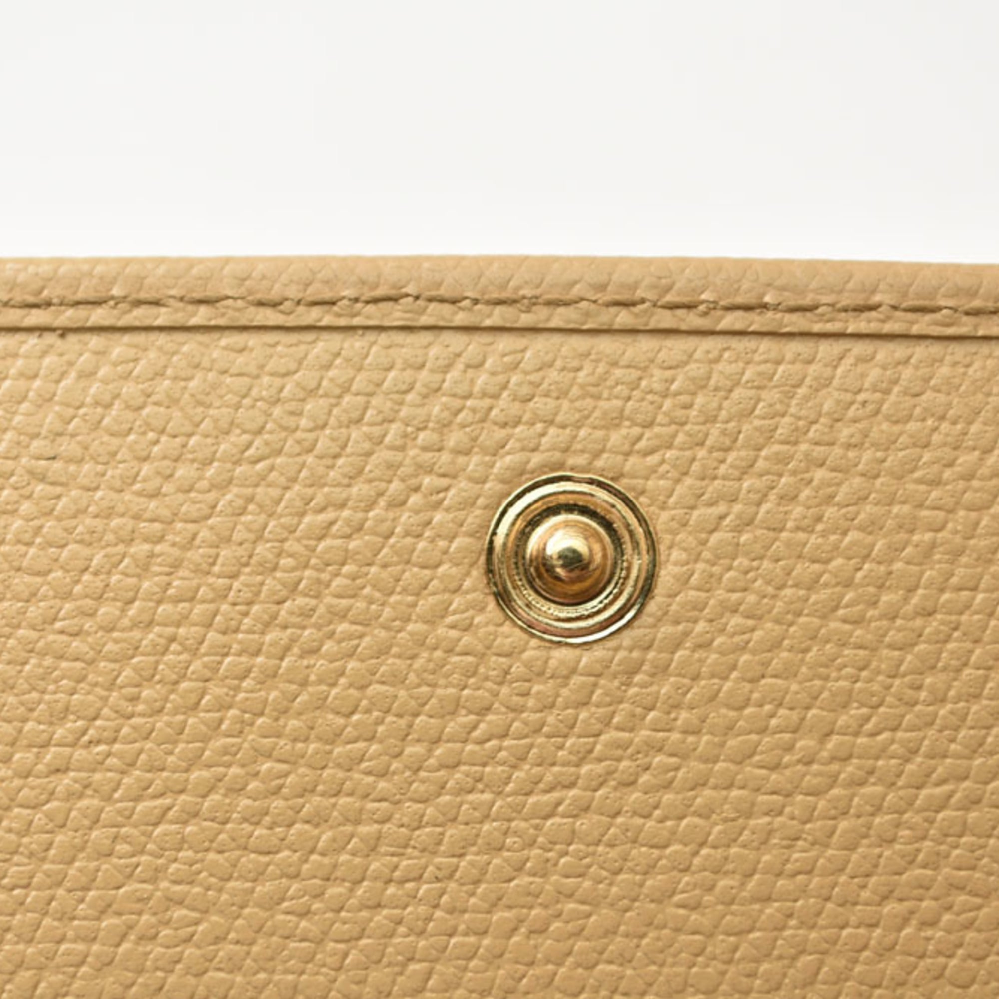 Chanel Beige Leather Long Wallet (Bi-Fold) (Pre-Owned)