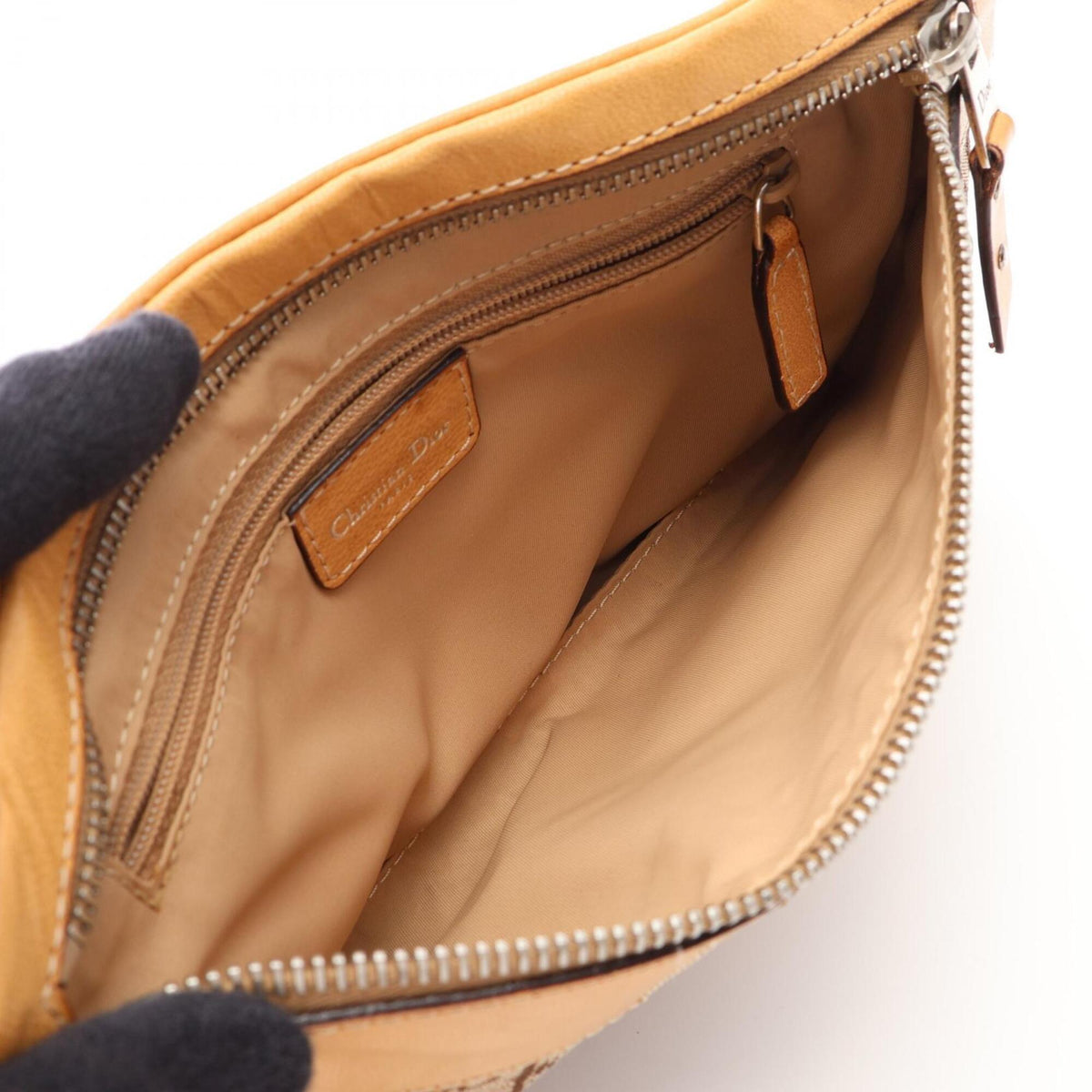 Christian Dior Beige Canvas Leather Handbag Shoulder Bag (Pre-Owned)