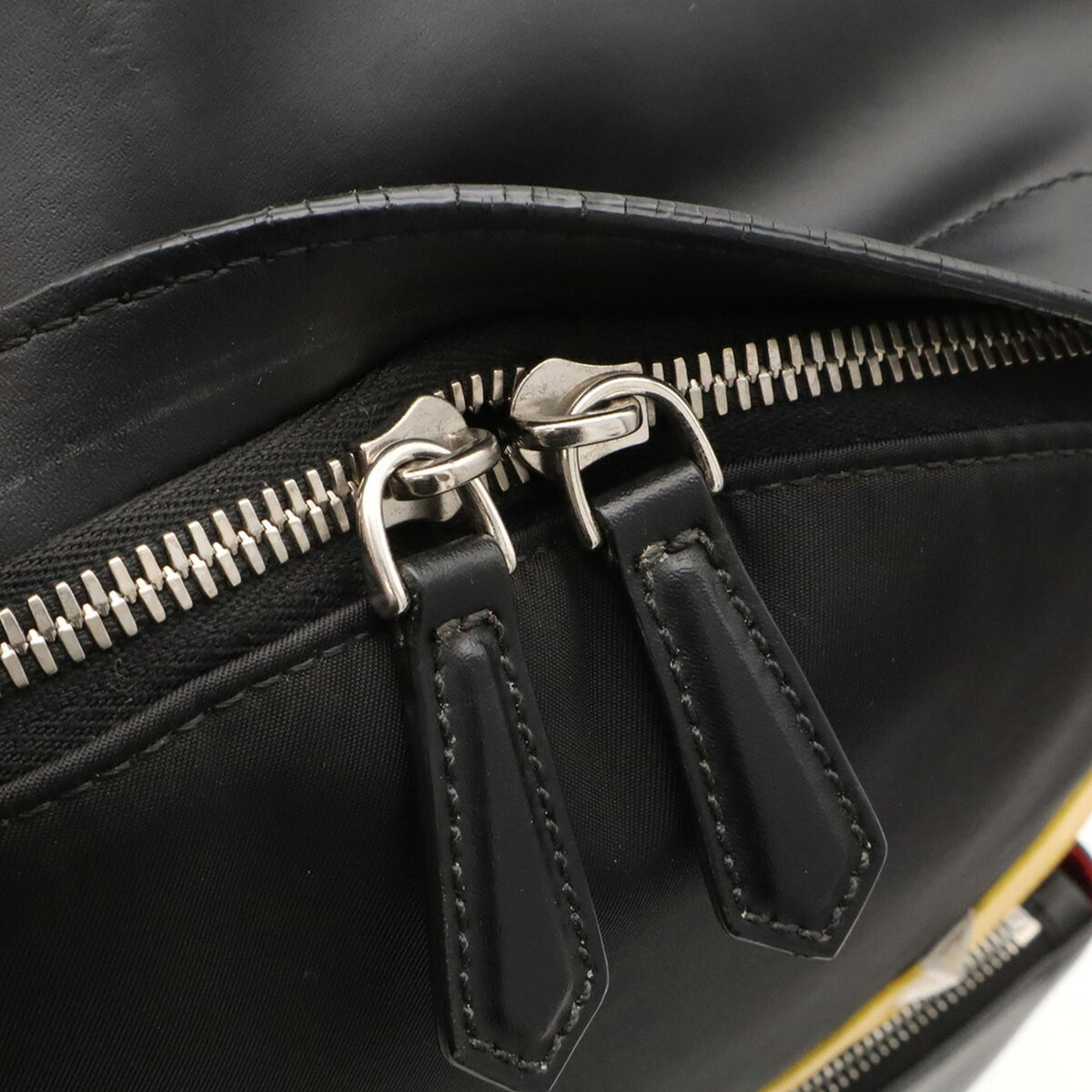 Fendi Black Leather Nylon Backpack Handbag (Pre-Owned)