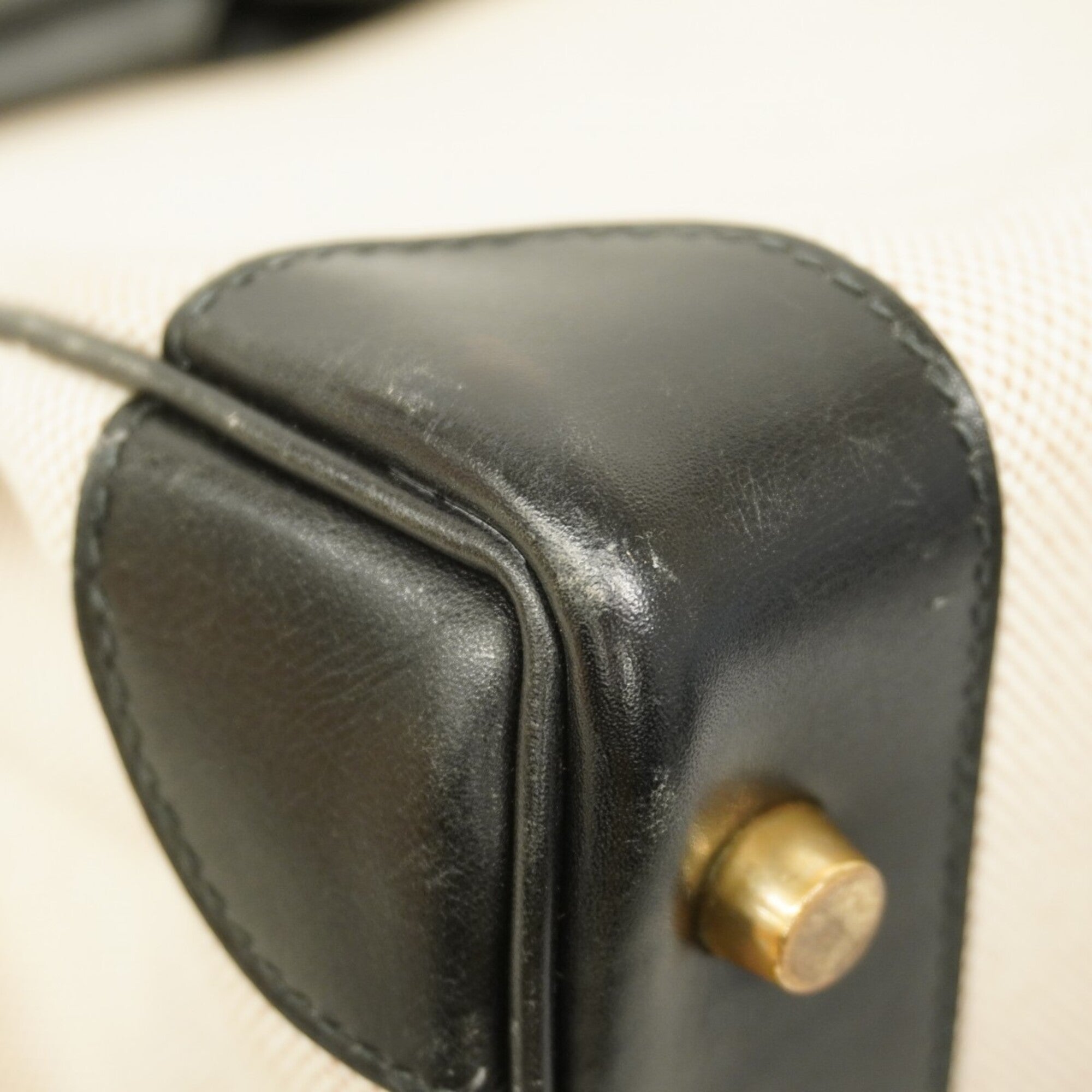 Hermes Black Toile H Box Calf Leather Handbag (Pre-Owned)