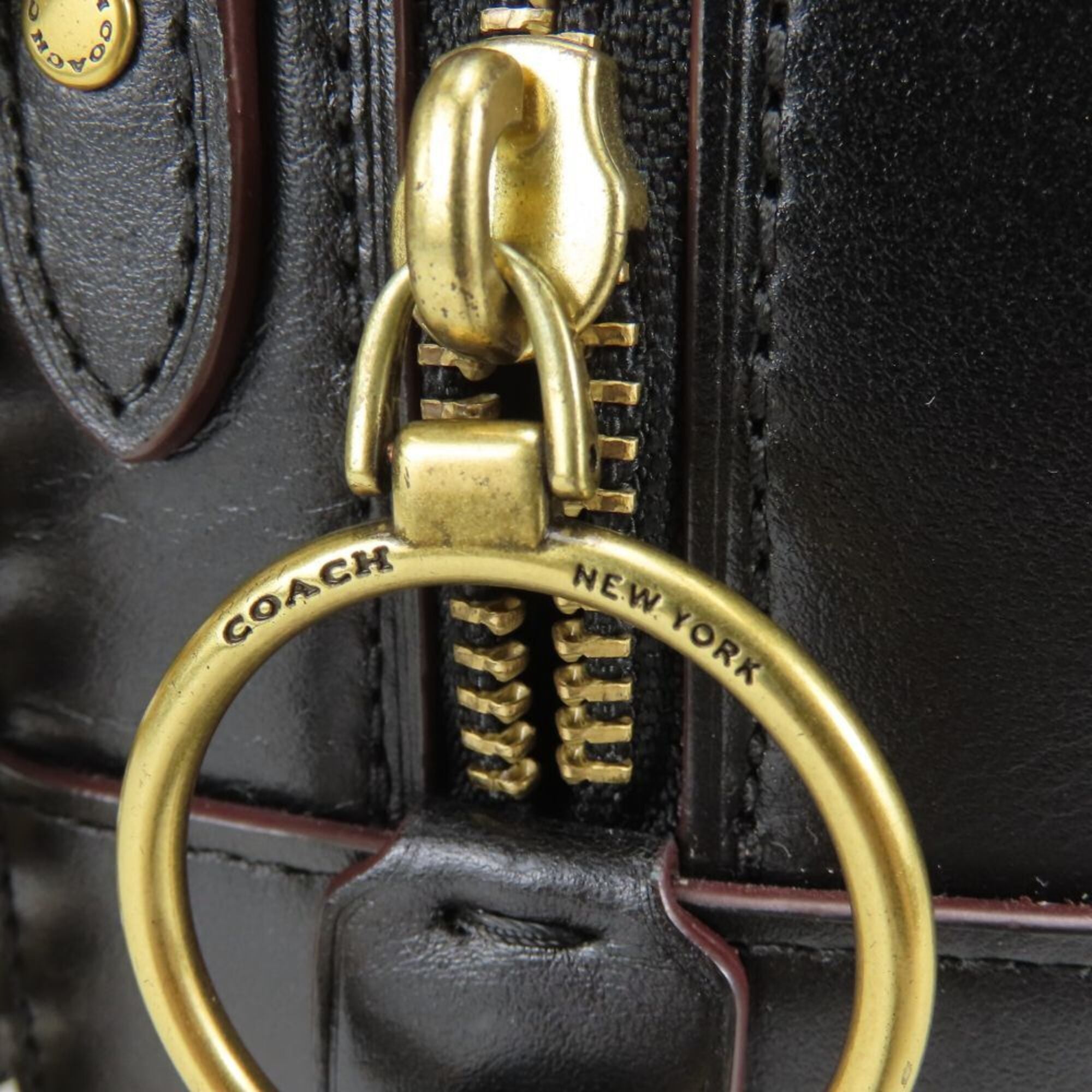 Coach Black Bordeaux Leather Tweed Shoulder Bag (Pre-Owned)