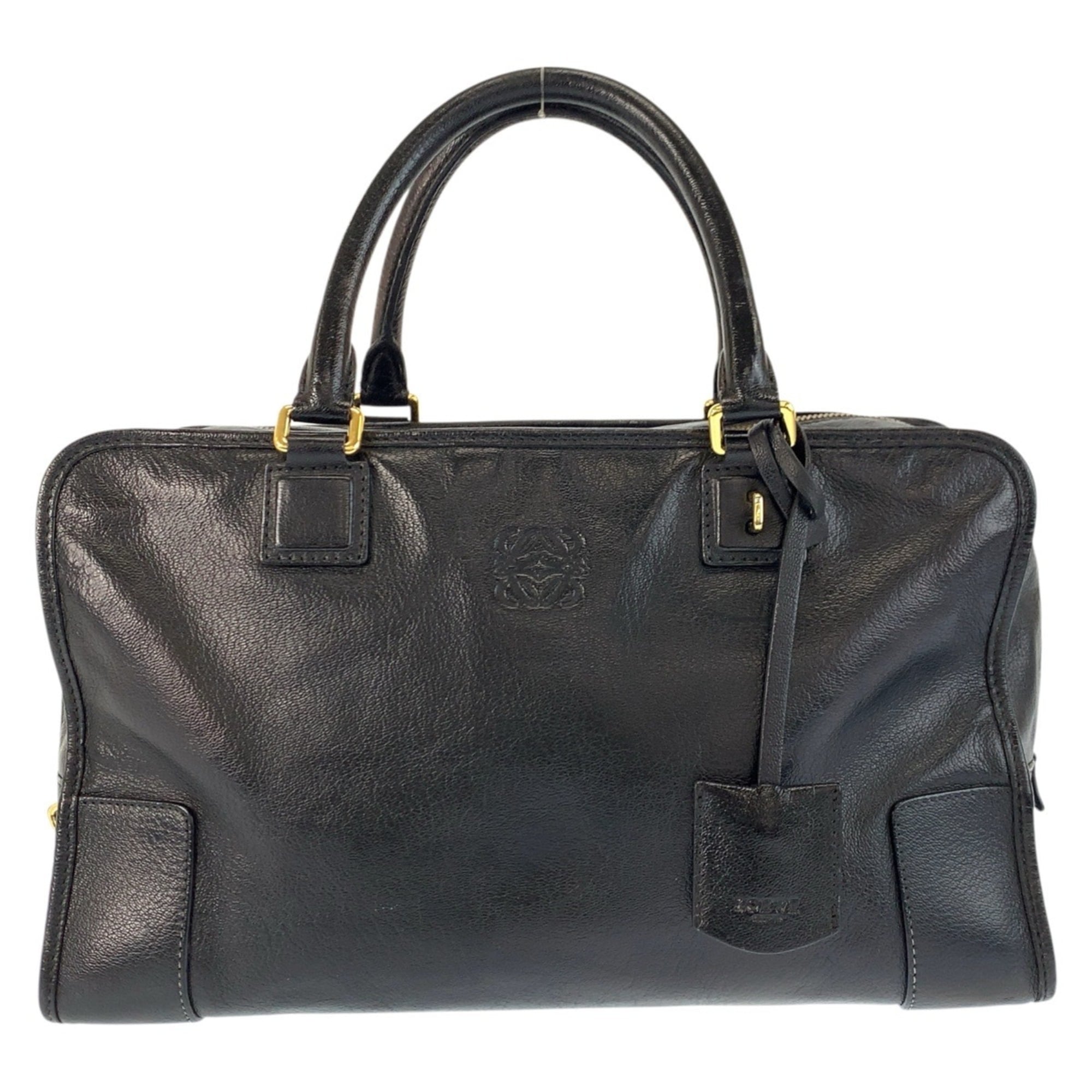 Loewe Black Leather Boston Bag Handbag (Pre-Owned)
