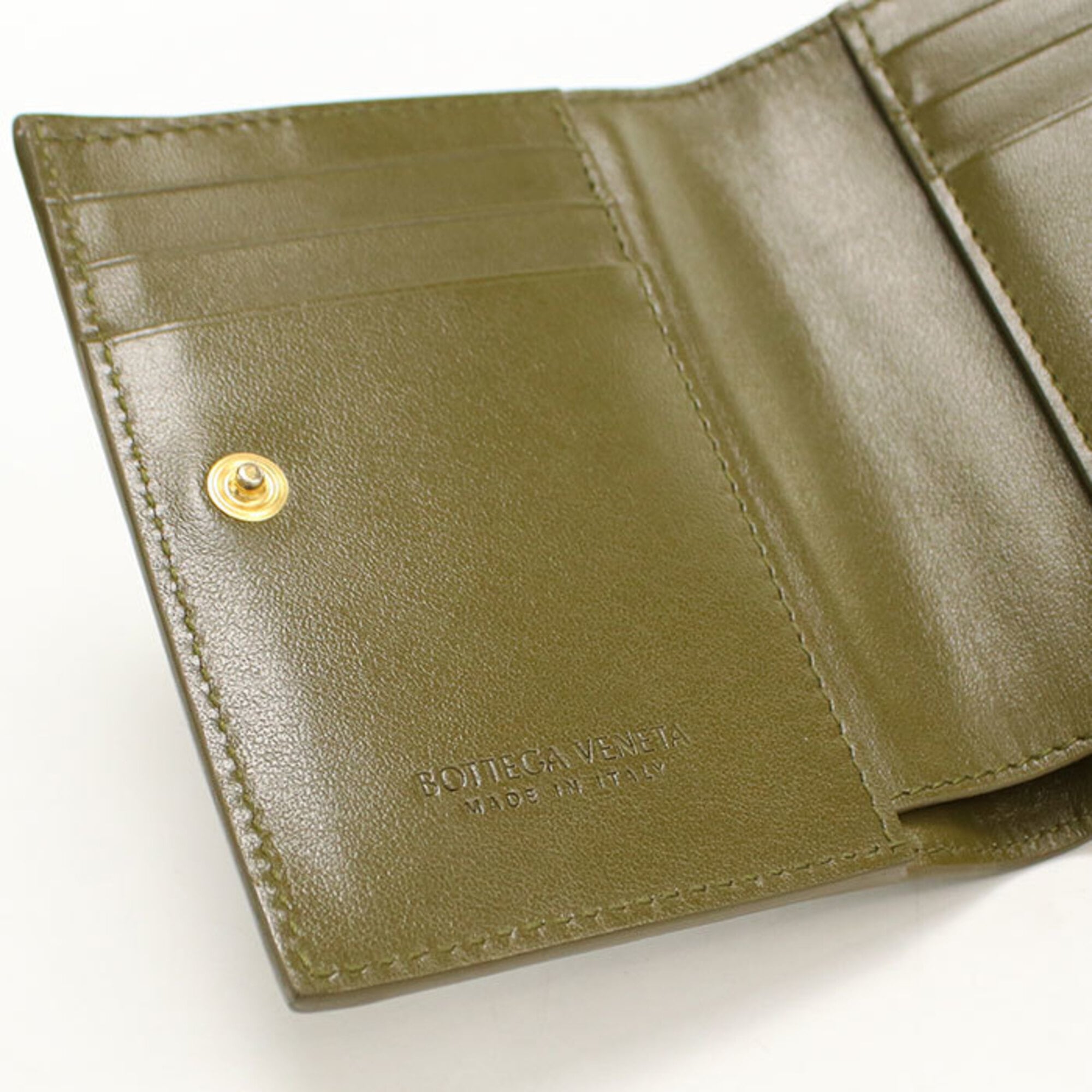 Bottega Veneta Khaki Leather Wallet (Bi-Fold) (Pre-Owned)