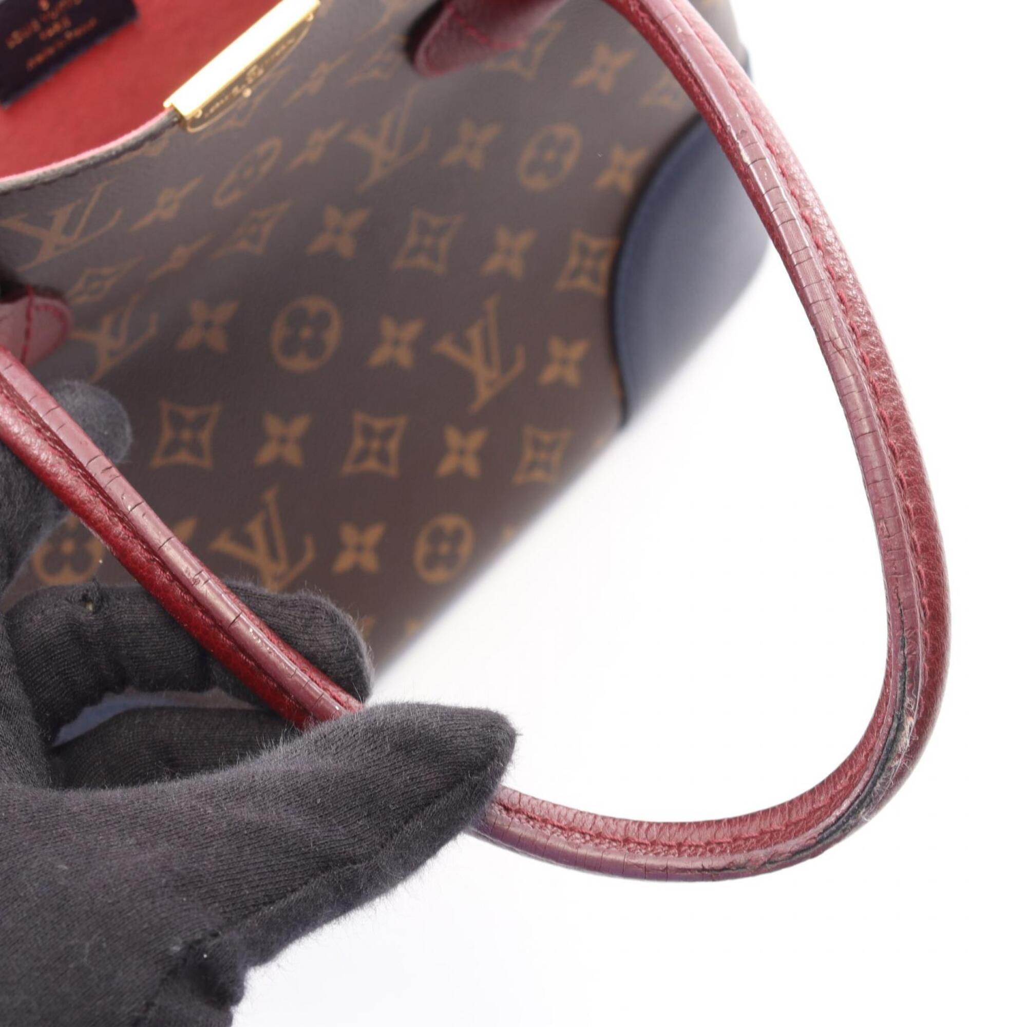 Louis Vuitton Bordeaux Bordeaux Brown Brown Navy Pvc Coated Canvas Leather Handbag (Pre-Owned)