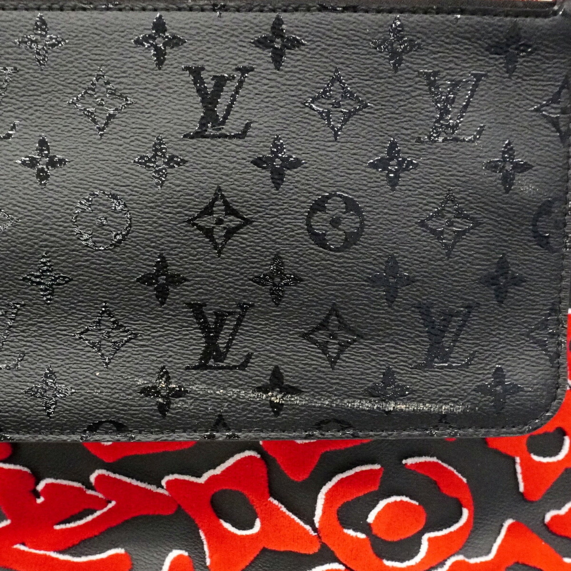 Louis Vuitton Black Red Color Tote Bag (Pre-Owned)