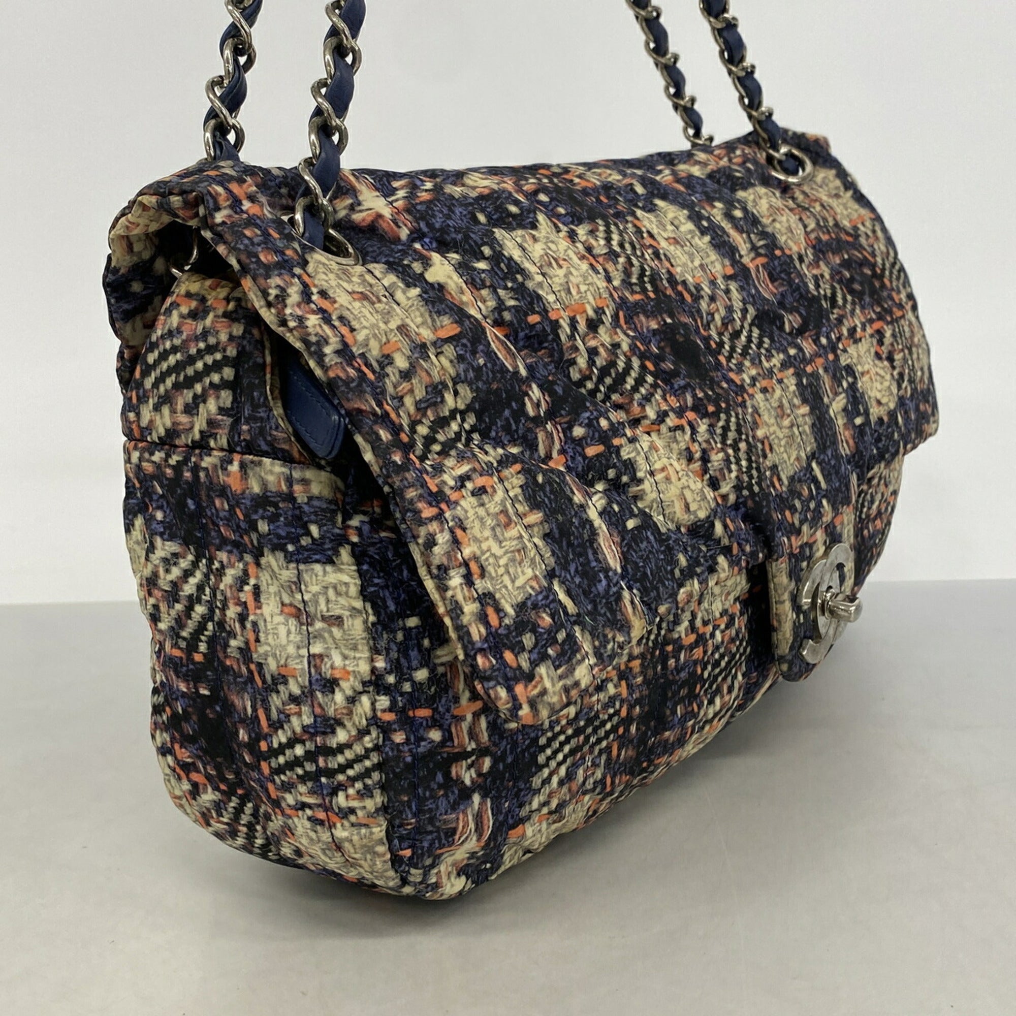 Chanel Beige Navy Pink Nylon Shoulder Bag (Pre-Owned)