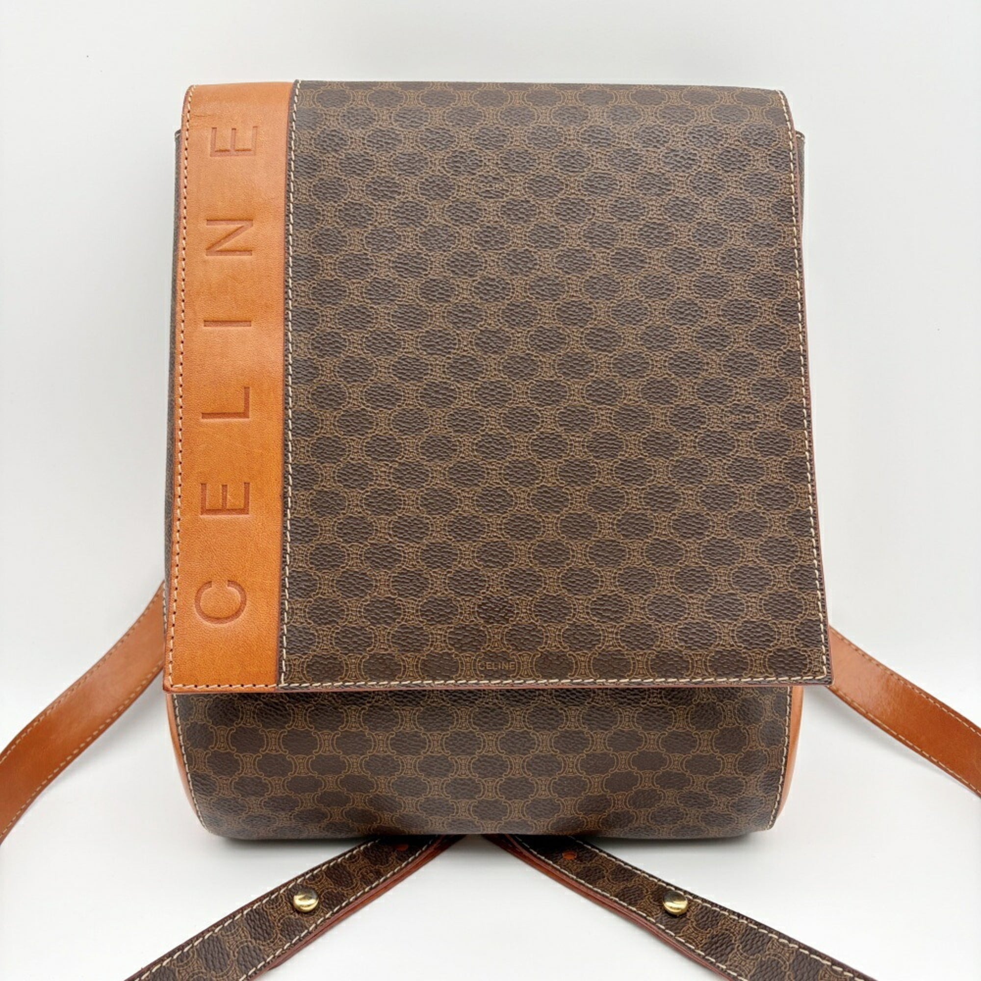 Celine Brown Camel Pvc Leather Backpack (Pre-Owned)