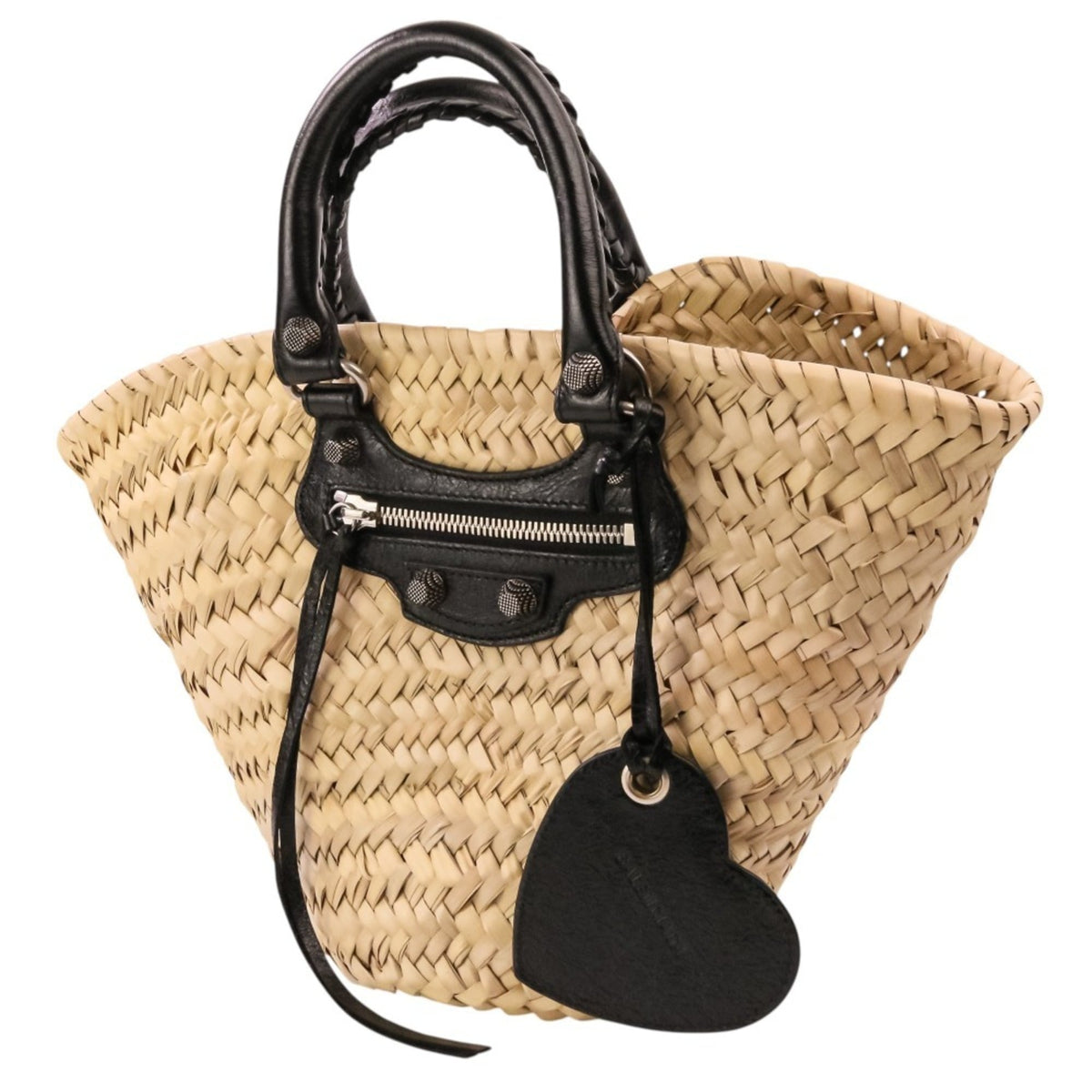 Balenciaga Beige Raffia Leather Basket Shoulder Bag (Pre-Owned)