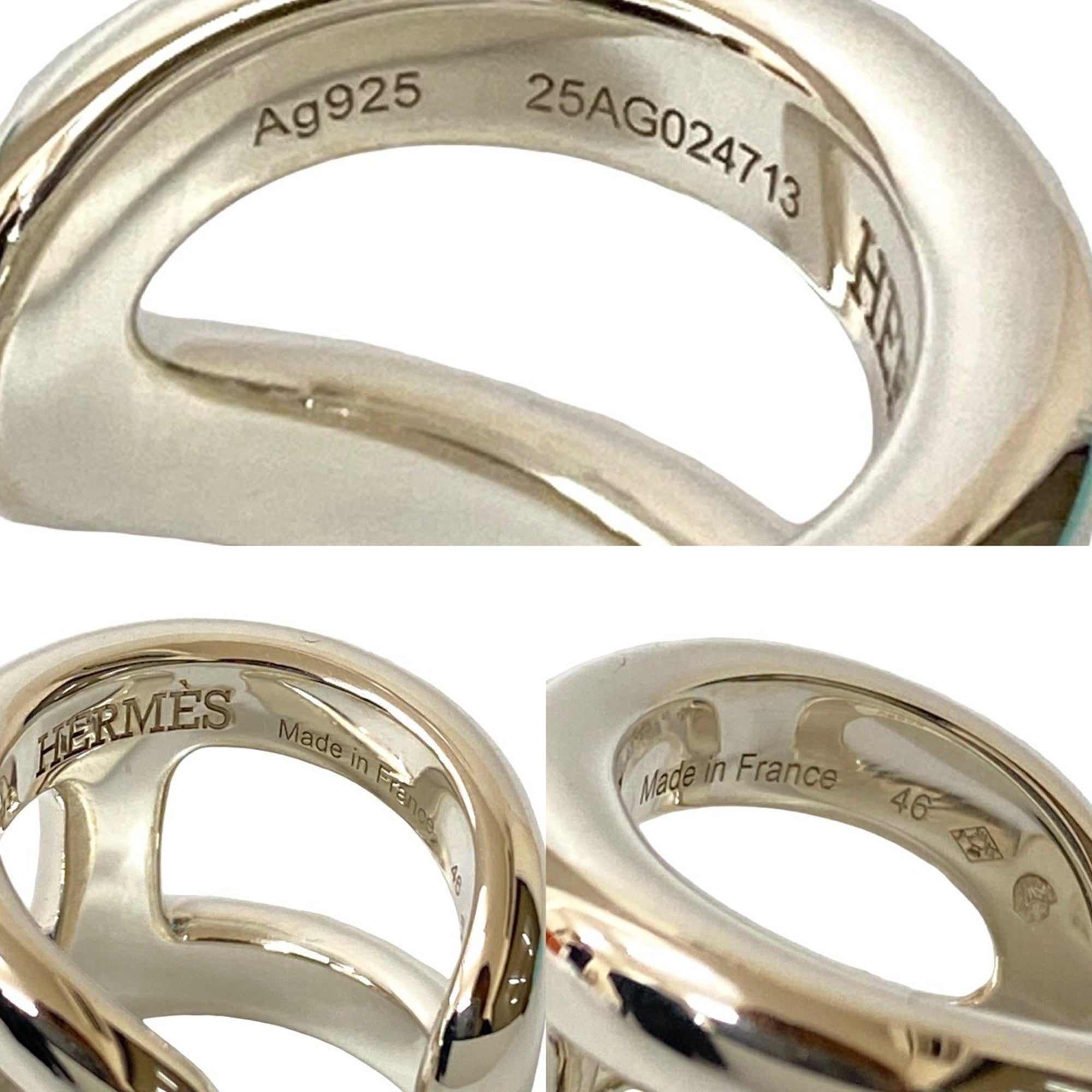 Hermes Silver Silver 925 Band Ring (Pre-Owned)