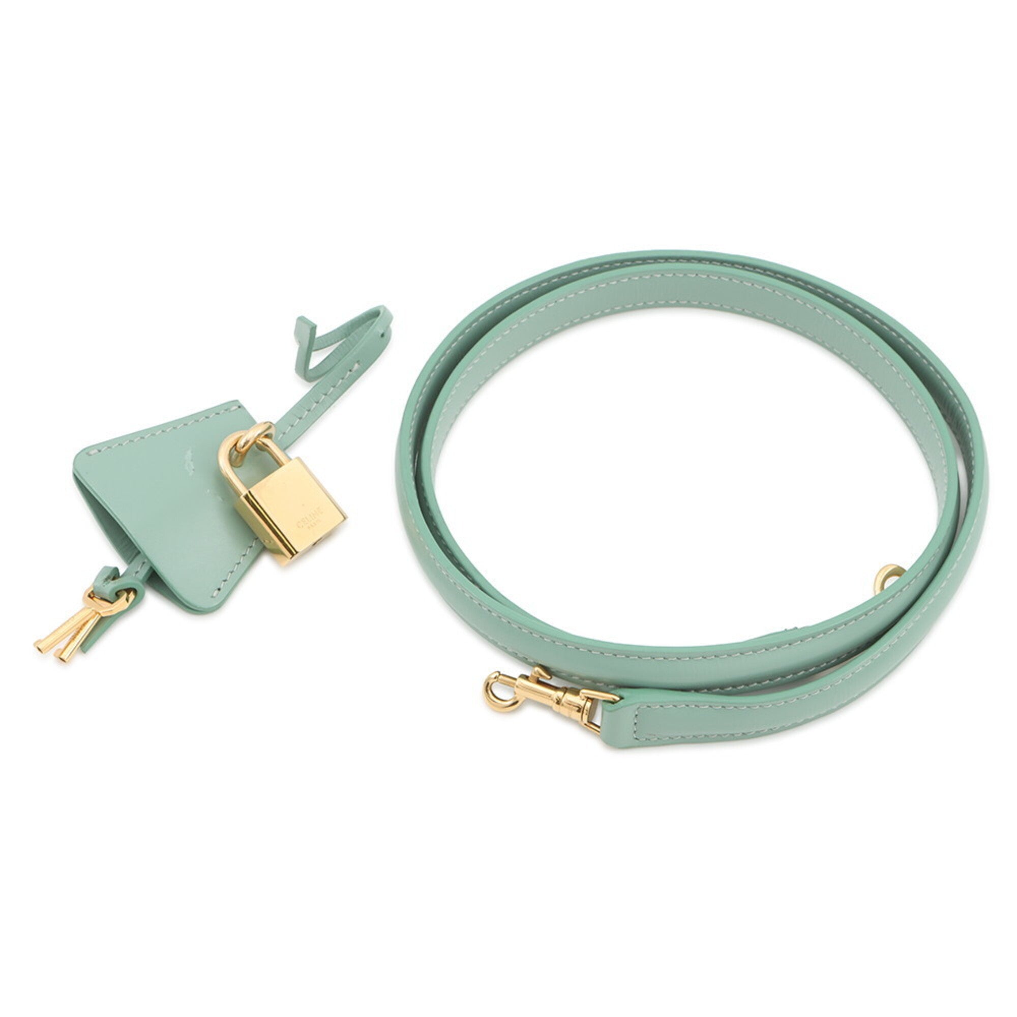 Celine Green Leather Handbag Shoulder Bag (Pre-Owned)