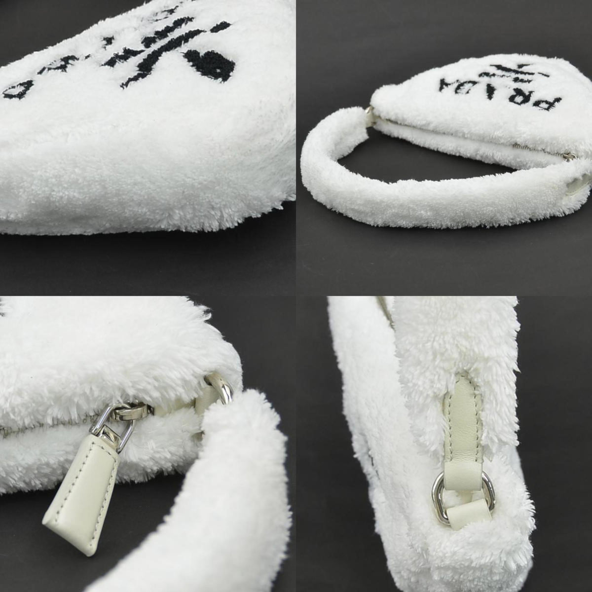 Prada White Pile Fabric Handbag (Pre-Owned)