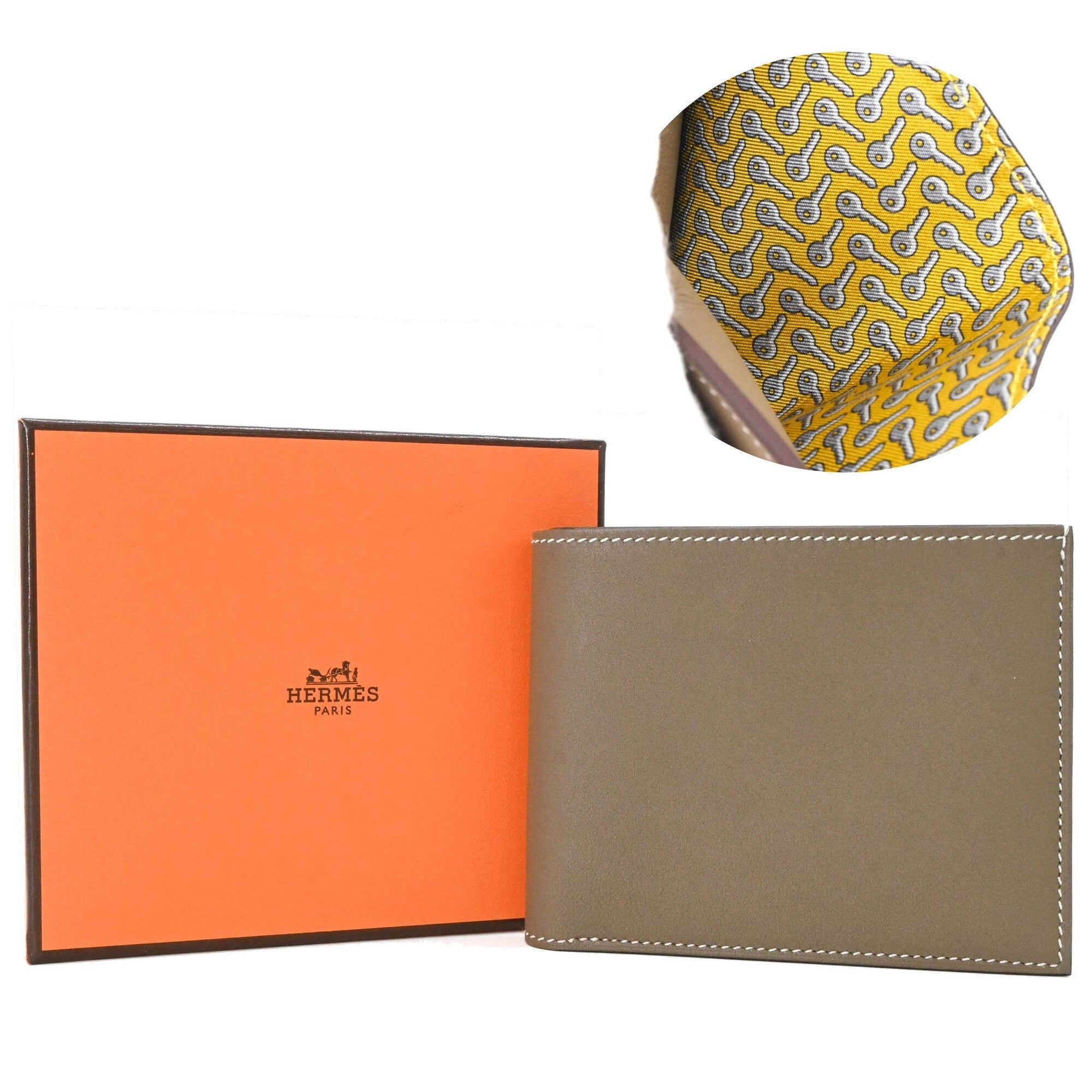 Hermes Etoupe Gray Grayish Epsom Leather Wallet (Bi-Fold) (Pre-Owned)