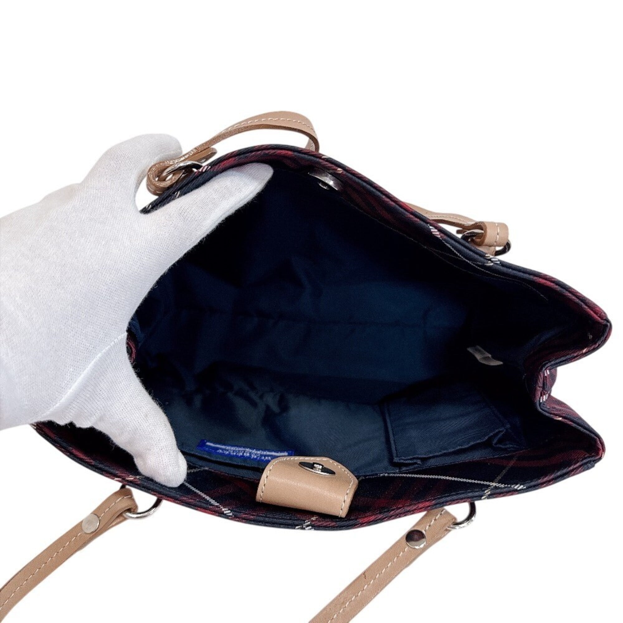 Burberry Red Color Canvas Handbag (Pre-Owned)