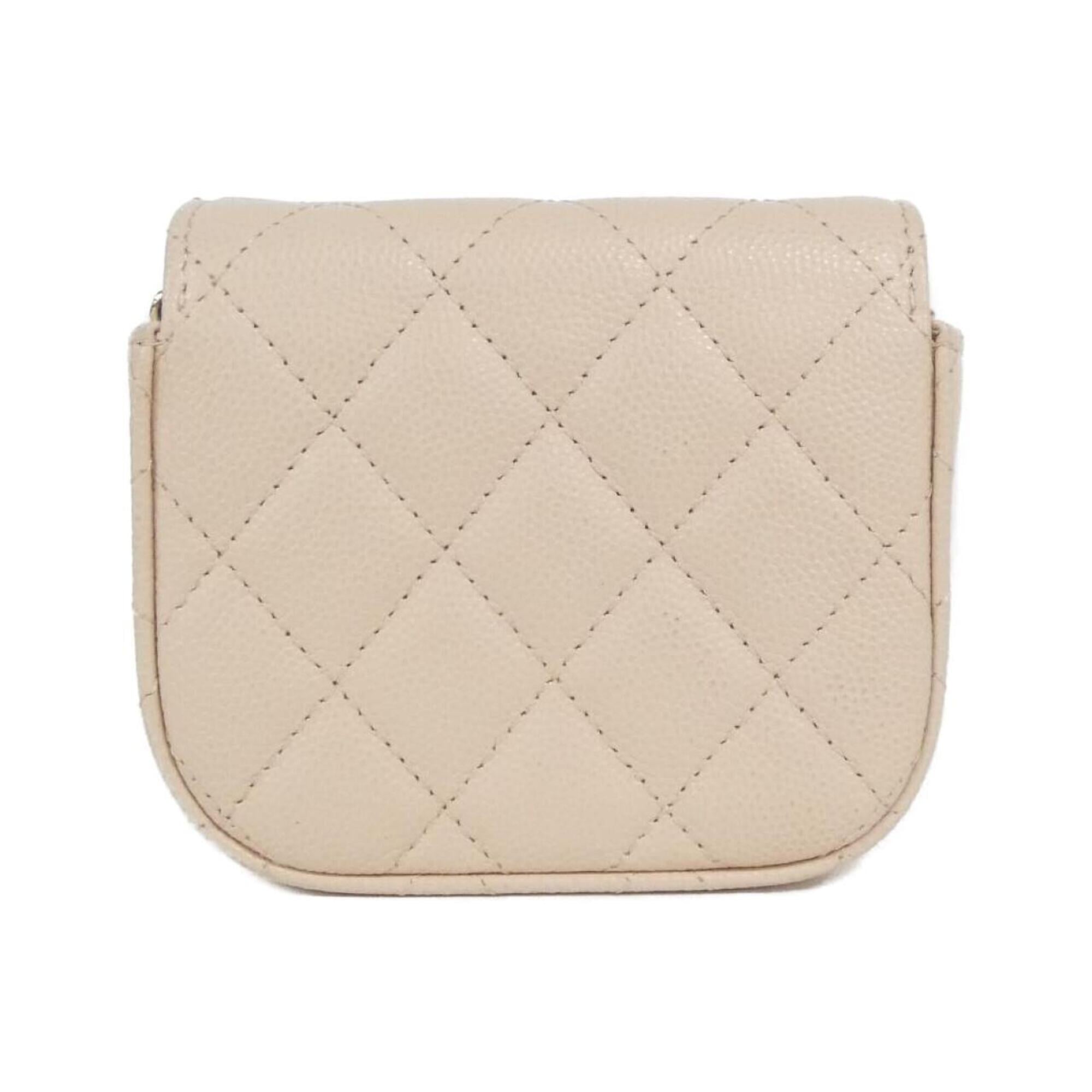 Chanel Beige Grained Calfskin Handbag Shoulder Bag (Pre-Owned)