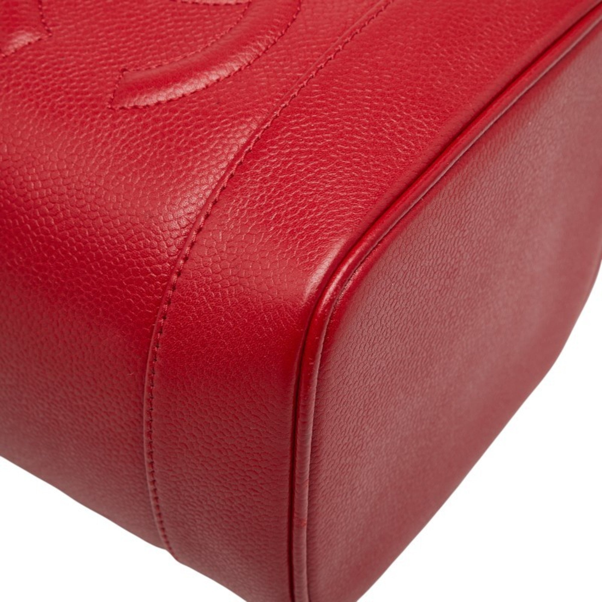 Chanel Red Color Grained Calfskin Handbag Vanity Bag (Pre-Owned)