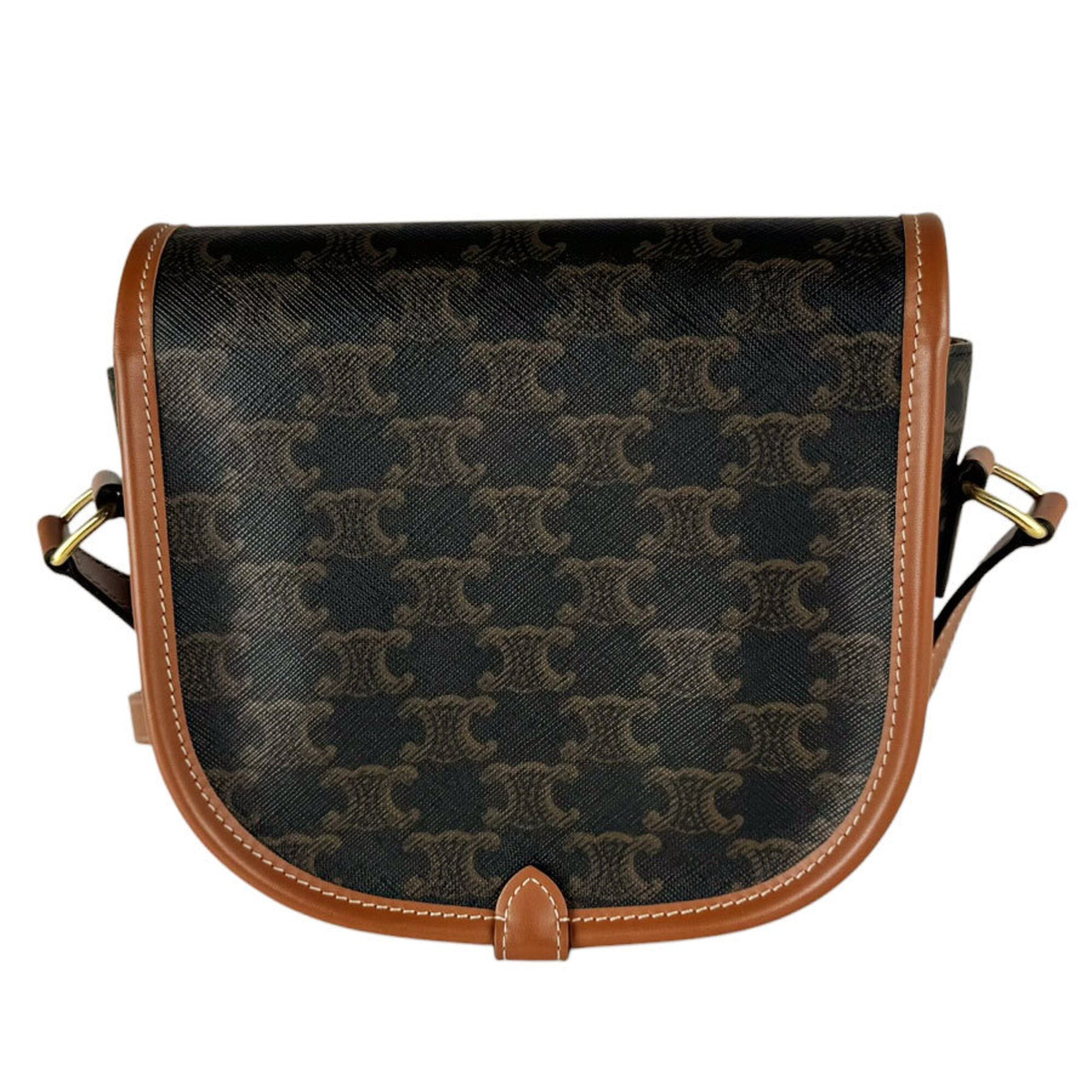 Celine Brown Coated Canvas Shoulder Bag (Pre-Owned)