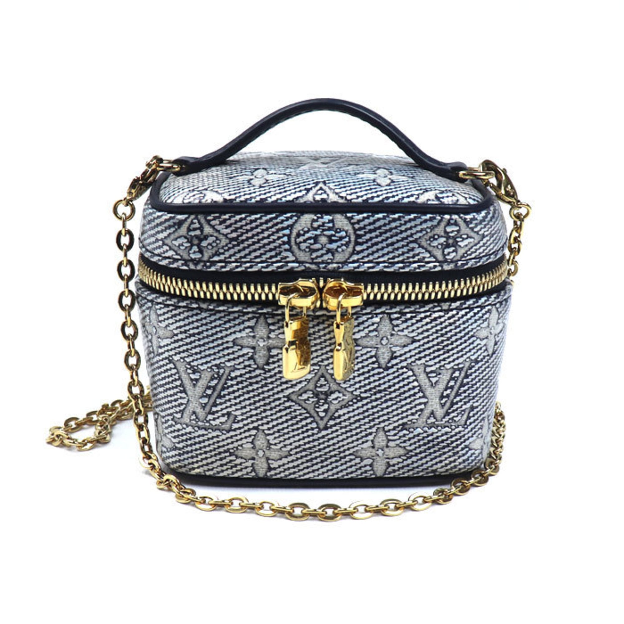 Louis Vuitton Navy Jacquard Denim Shoulder Bag Vanity Bag (Pre-Owned)