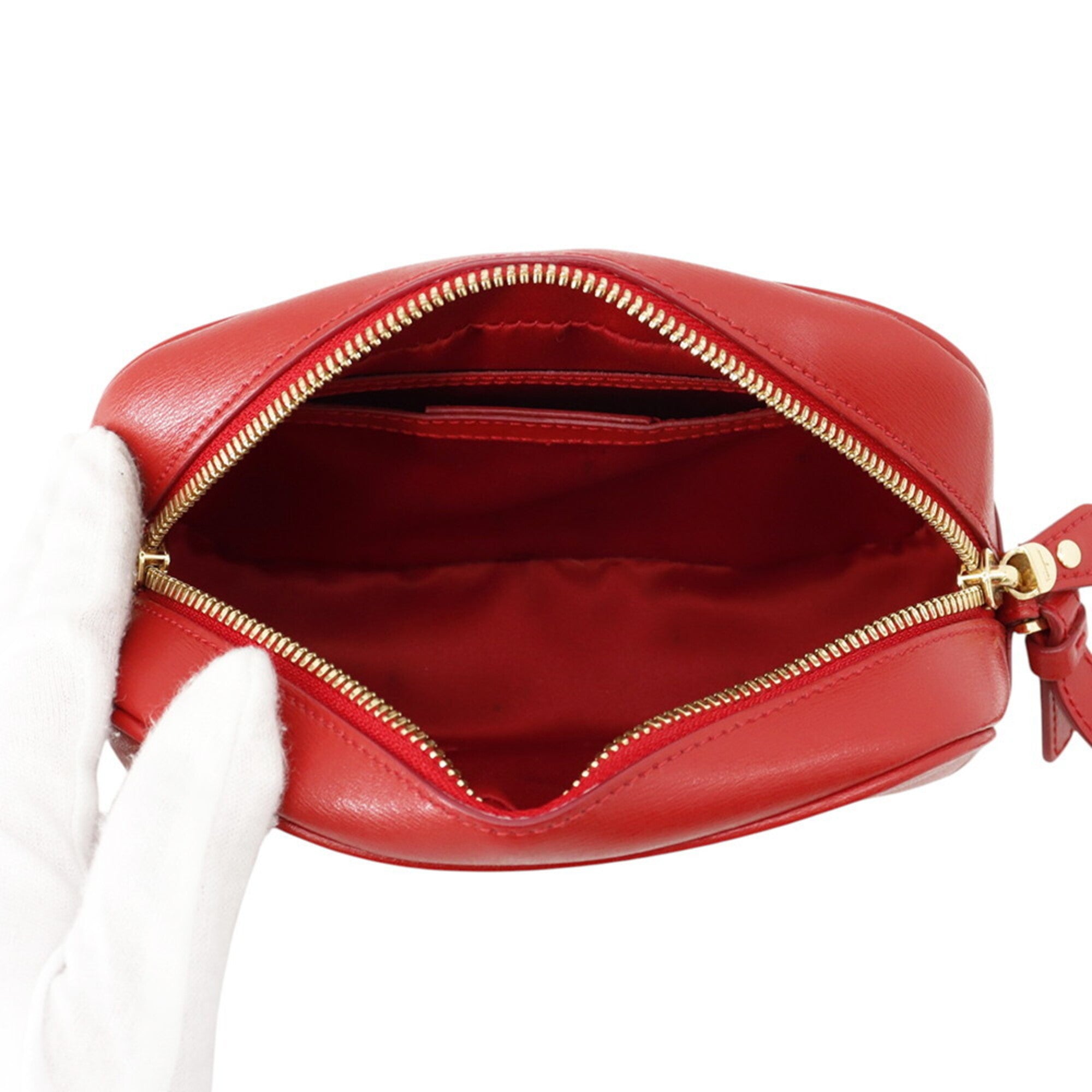 Salvatore Ferragamo Red Color Leather Handbag Shoulder Bag (Pre-Owned)