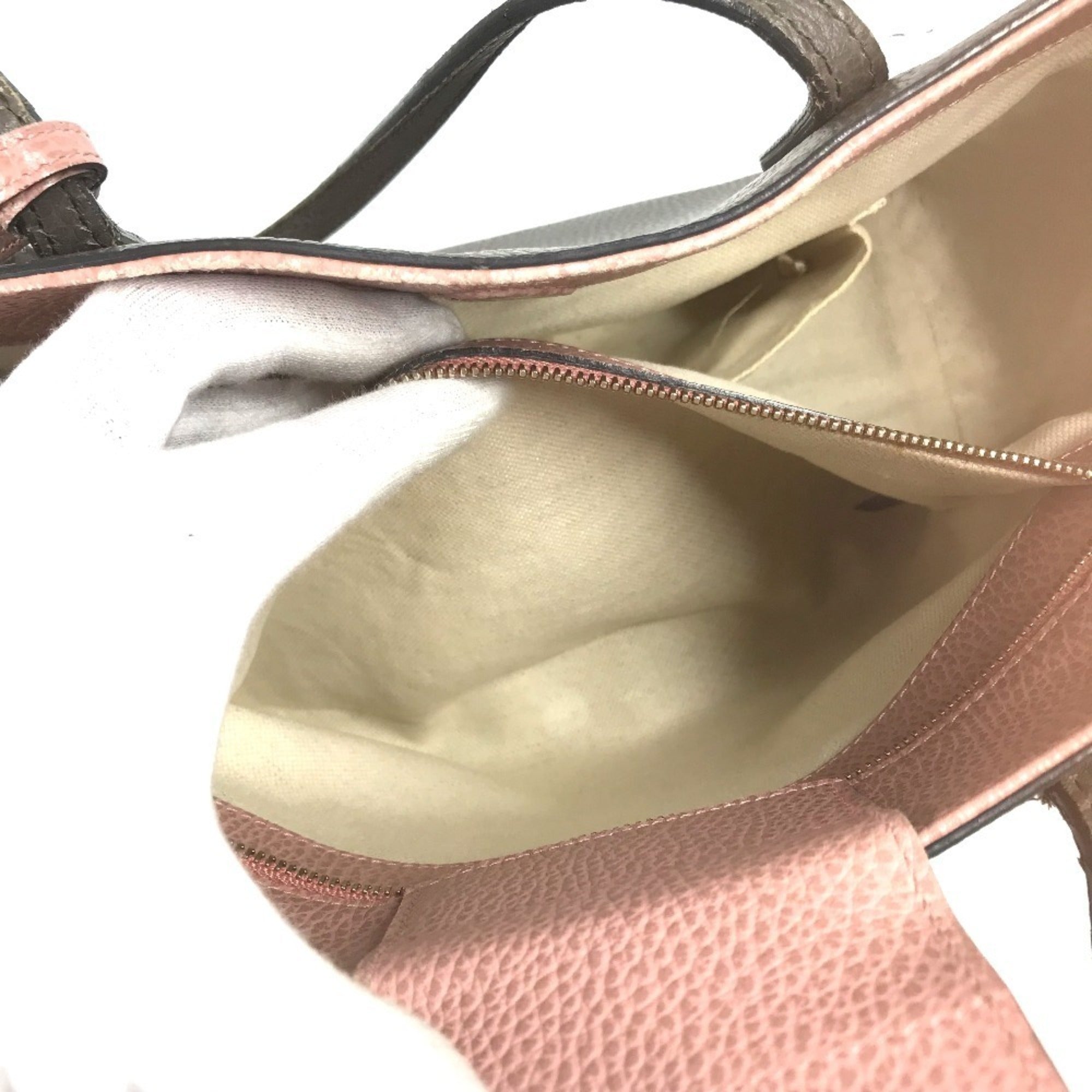 Gucci Gray Pink Leather Shoulder Bag Tote Bag (Pre-Owned)