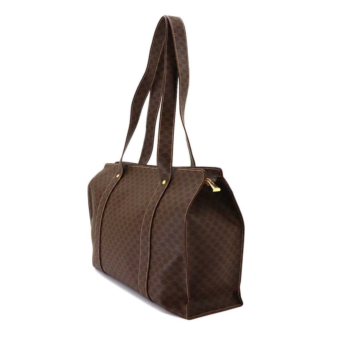 Celine Macadam Brown Pvc Leather Handbag Tote Bag (Pre-Owned)