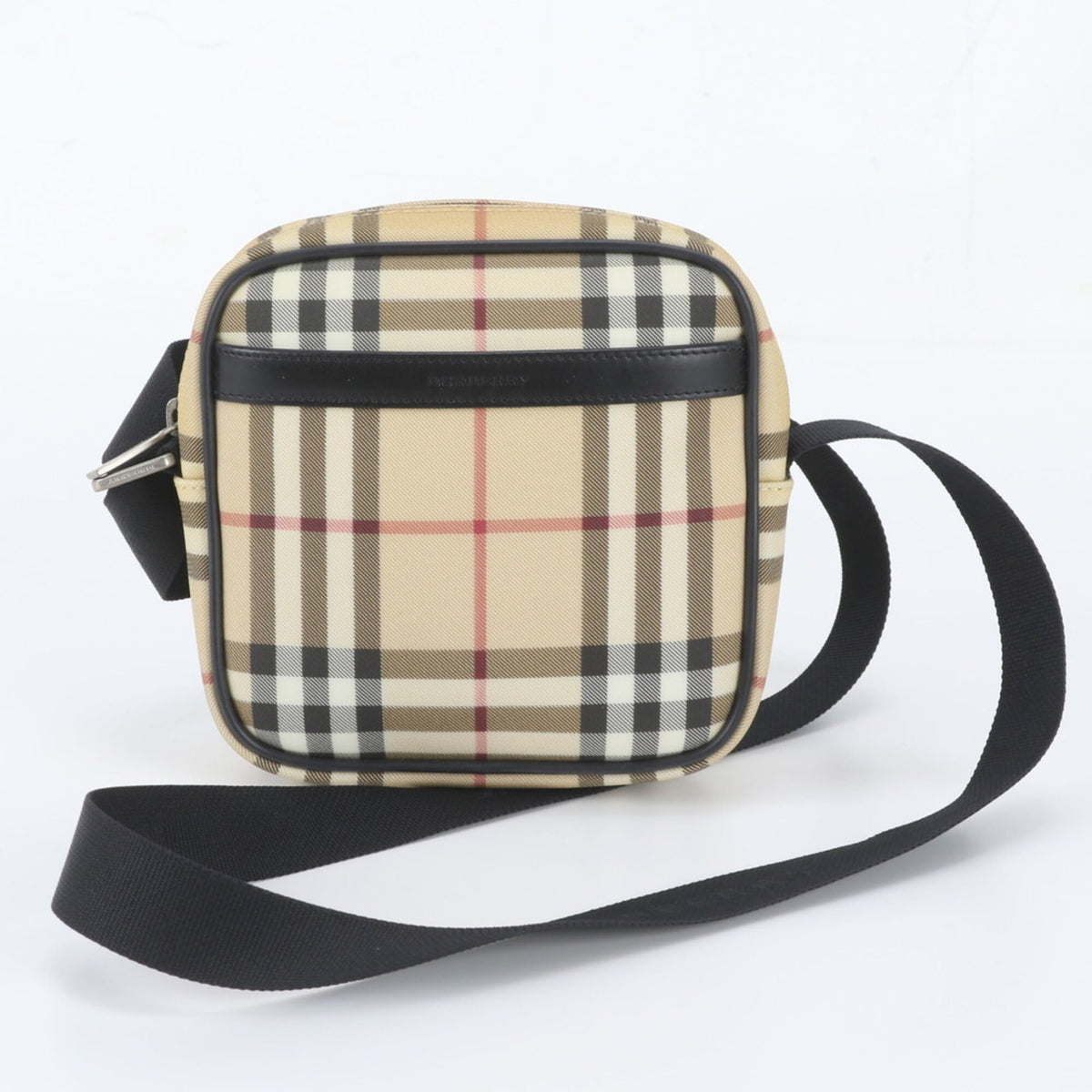 Burberry Beige Leather Coated Canvas Crossbody Bag Handbag Shoulder Bag Tote Bag (Pre-Owned)
