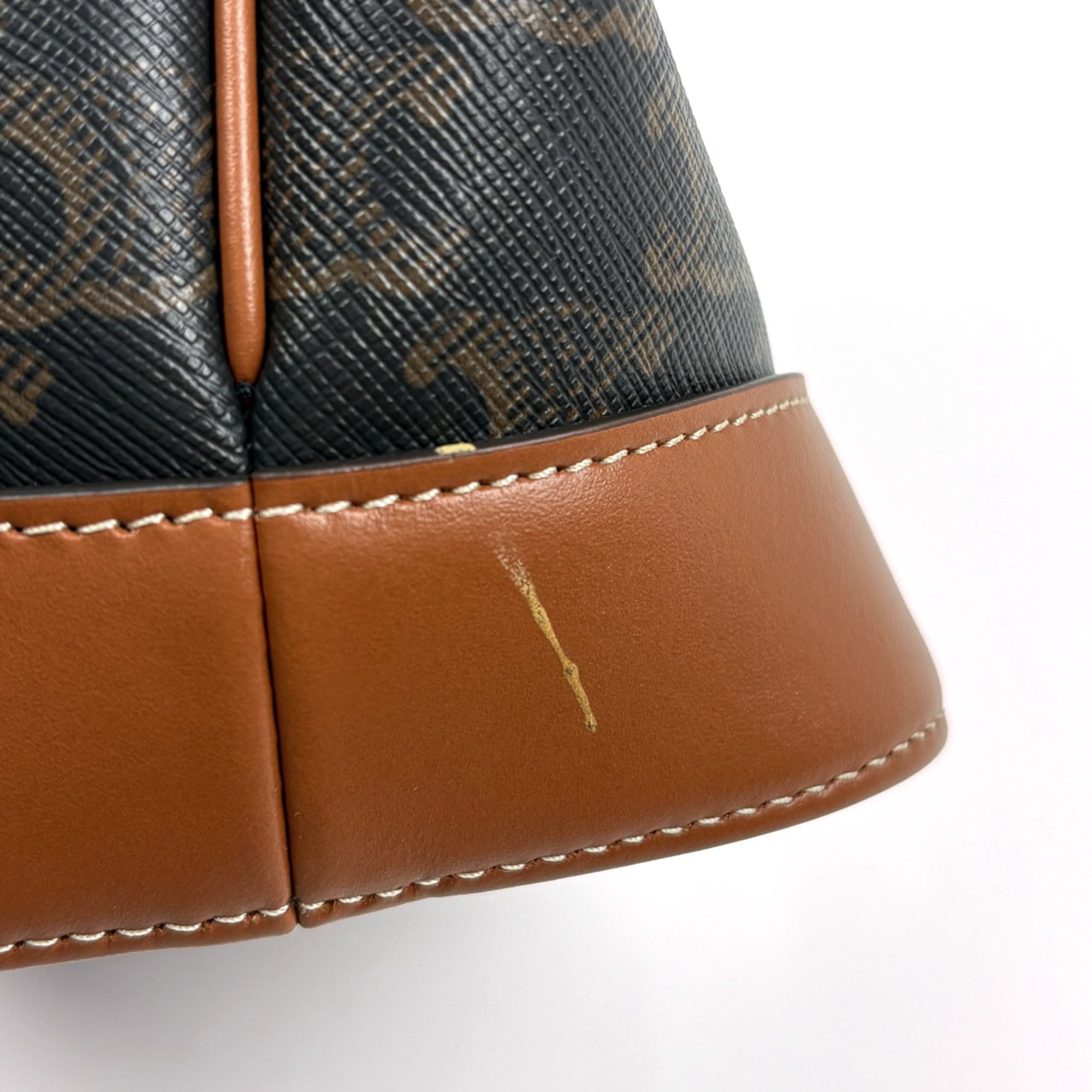 Celine Brown Coated Canvas Leather Shoulder Bag (Pre-Owned)