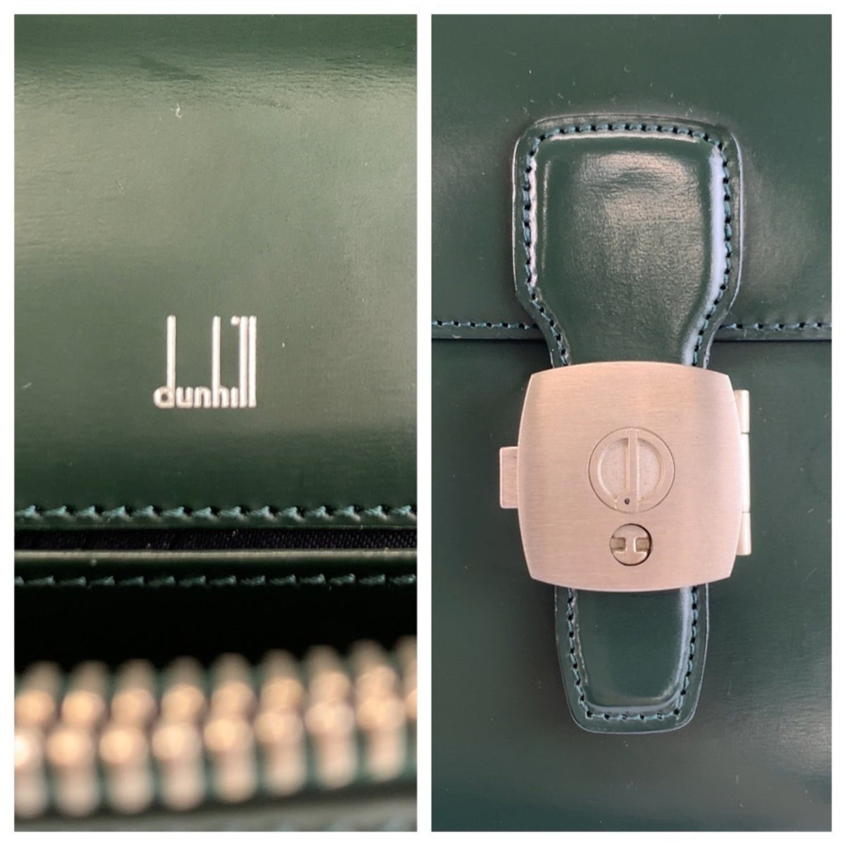 Dunhill Green Leather Clutch Bag (Pre-Owned)