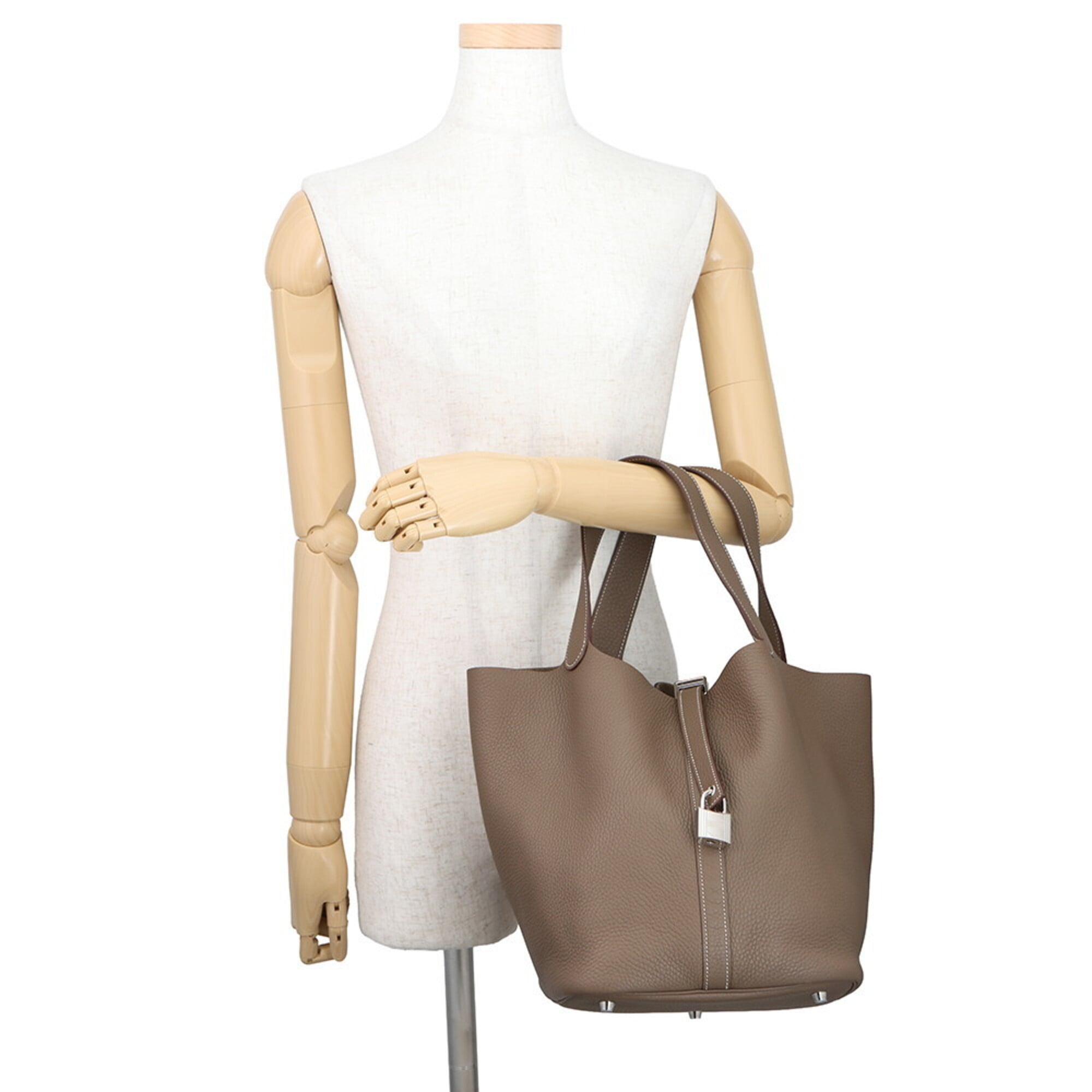 Hermes Picotin Etoupe Gray Taurillon Clemence Leather Handbag (Pre-Owned)