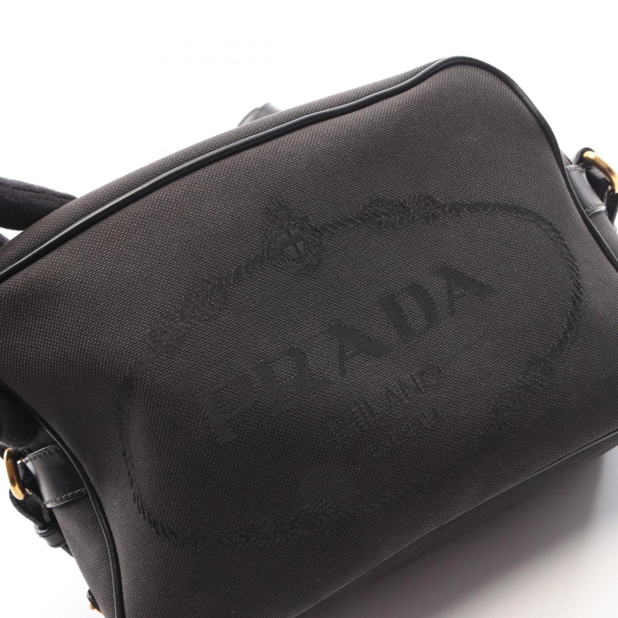 Prada Black Canvas Leather Handbag Shoulder Bag (Pre-Owned)
