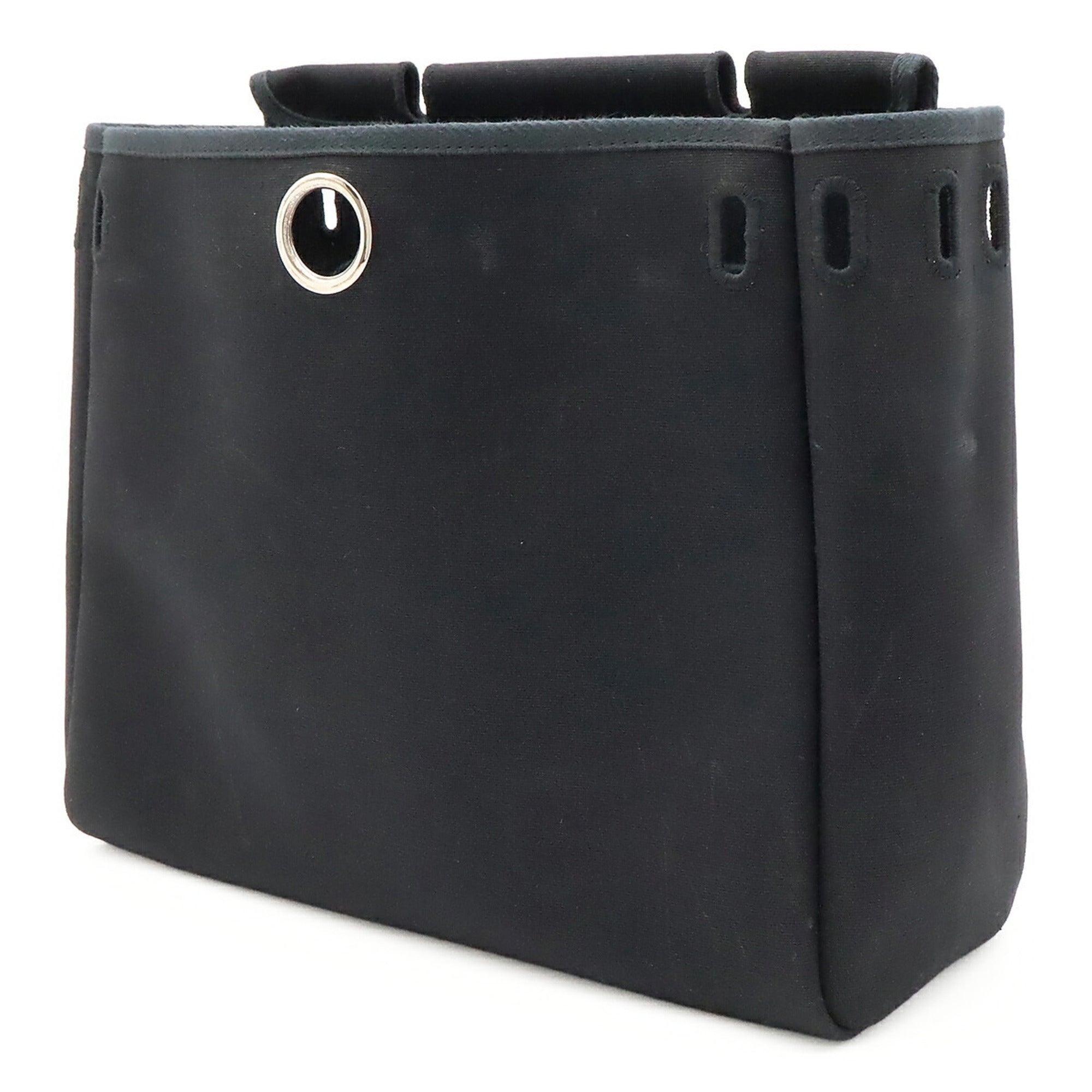 Hermes Black Natural Toile Officier Handbag Shoulder Bag (Pre-Owned)